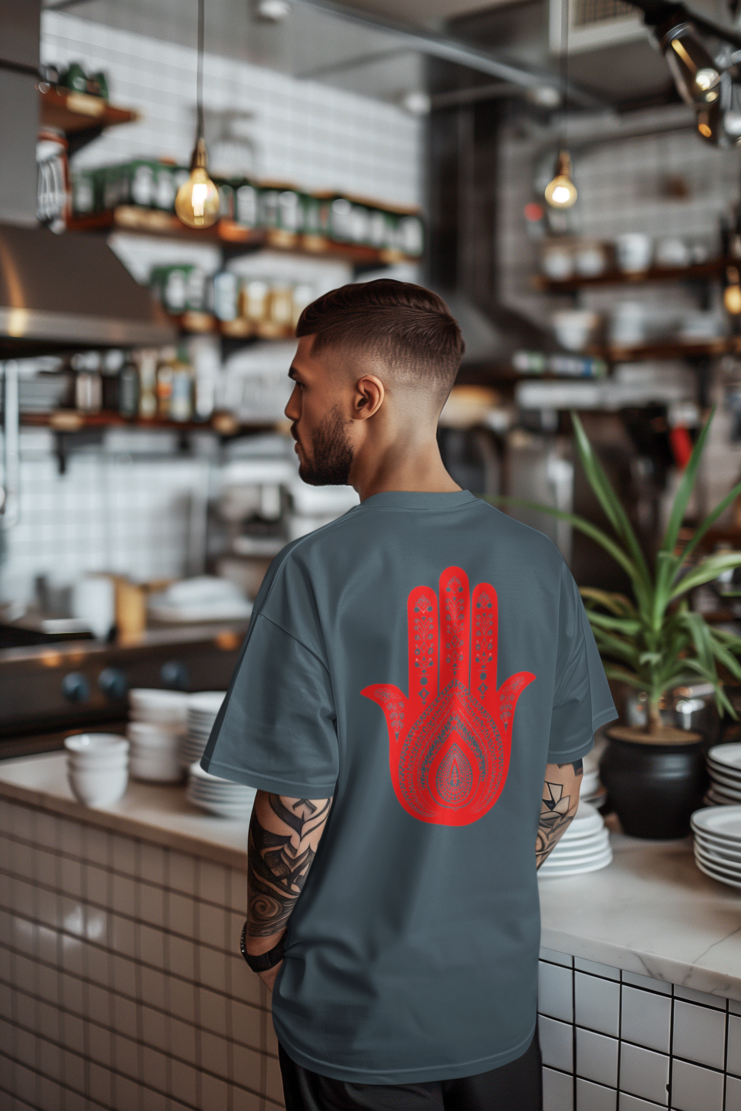 Oversized Boxy Tee "Hand of Fatima"