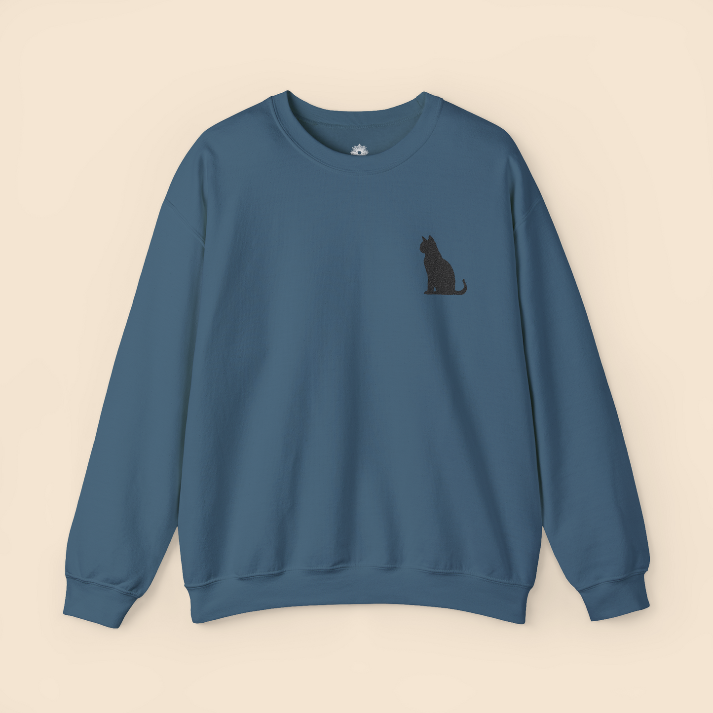 Embroidered Black Cat Crewneck Sweatshirt