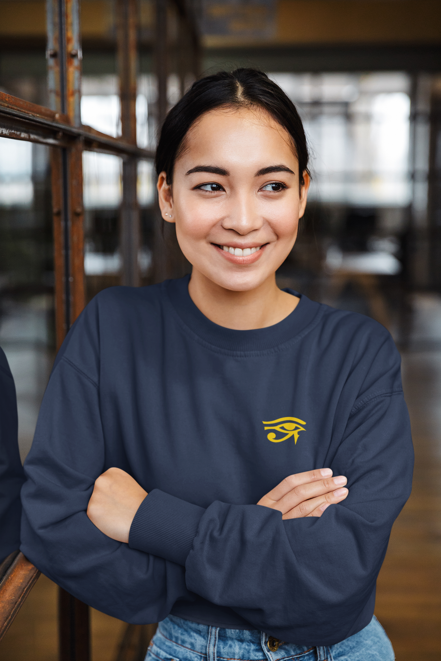 Embroidered 'Eye of Horus' Crewneck Sweatshirt