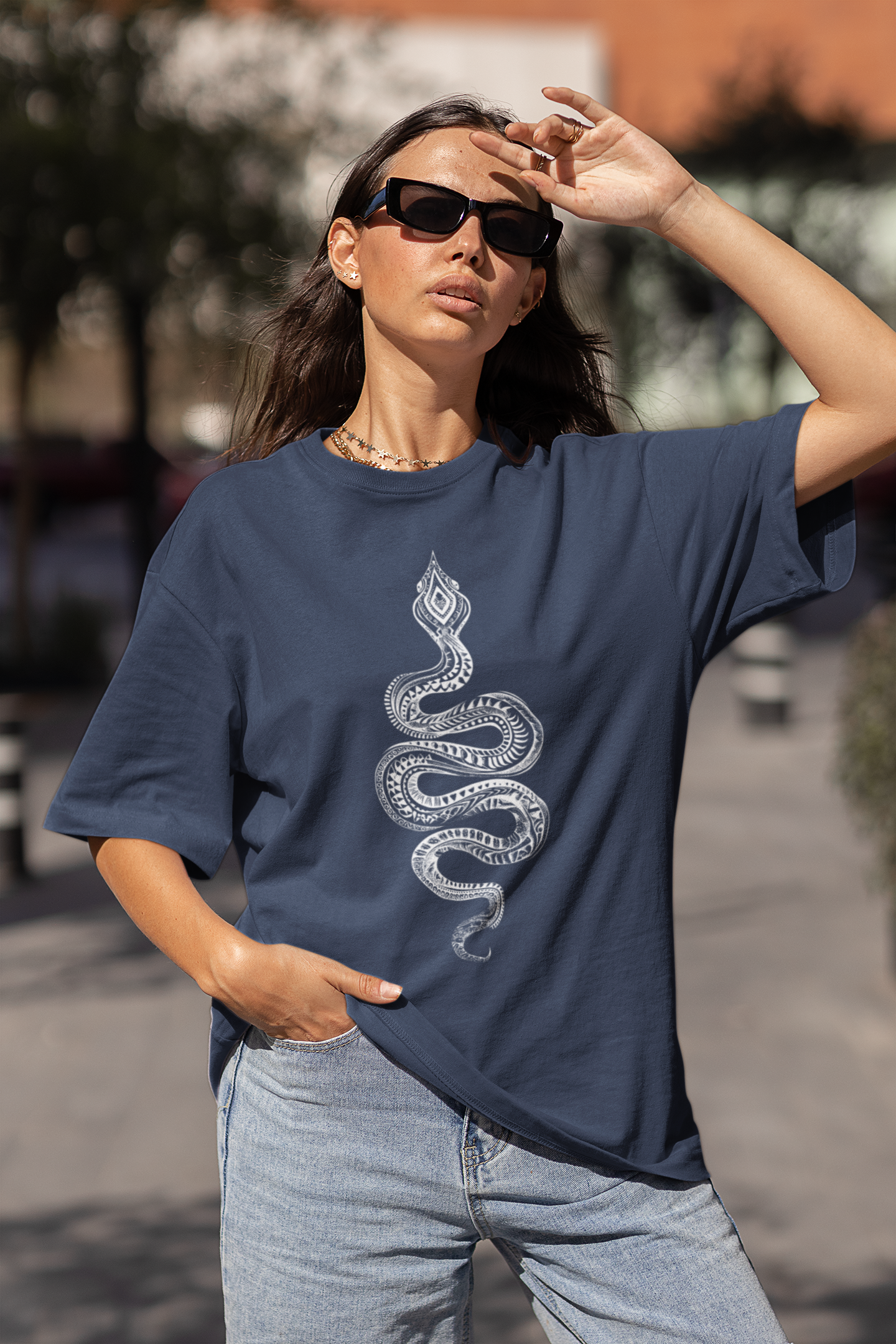 Oversized Boxy Tee "Tribal snake"