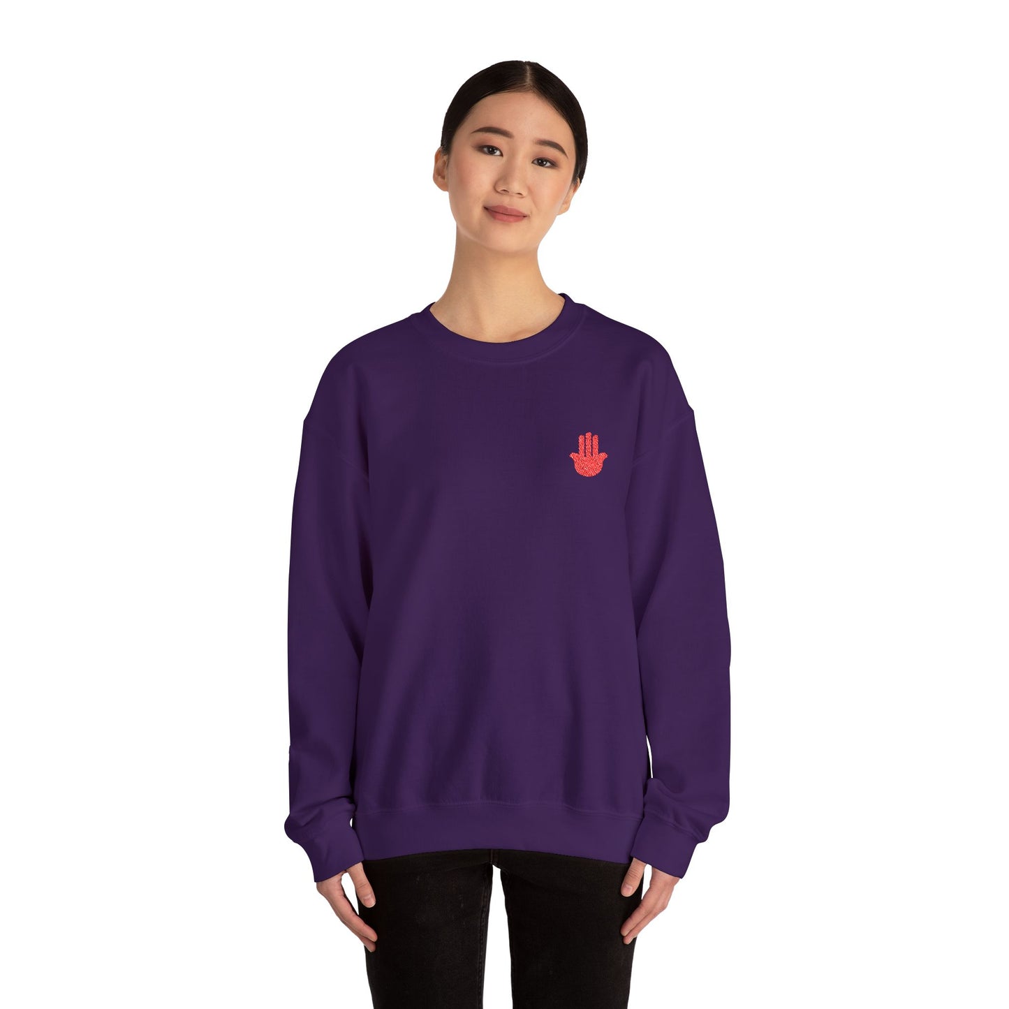 Embroidered Hand of Fatima Crewneck Sweatshirt