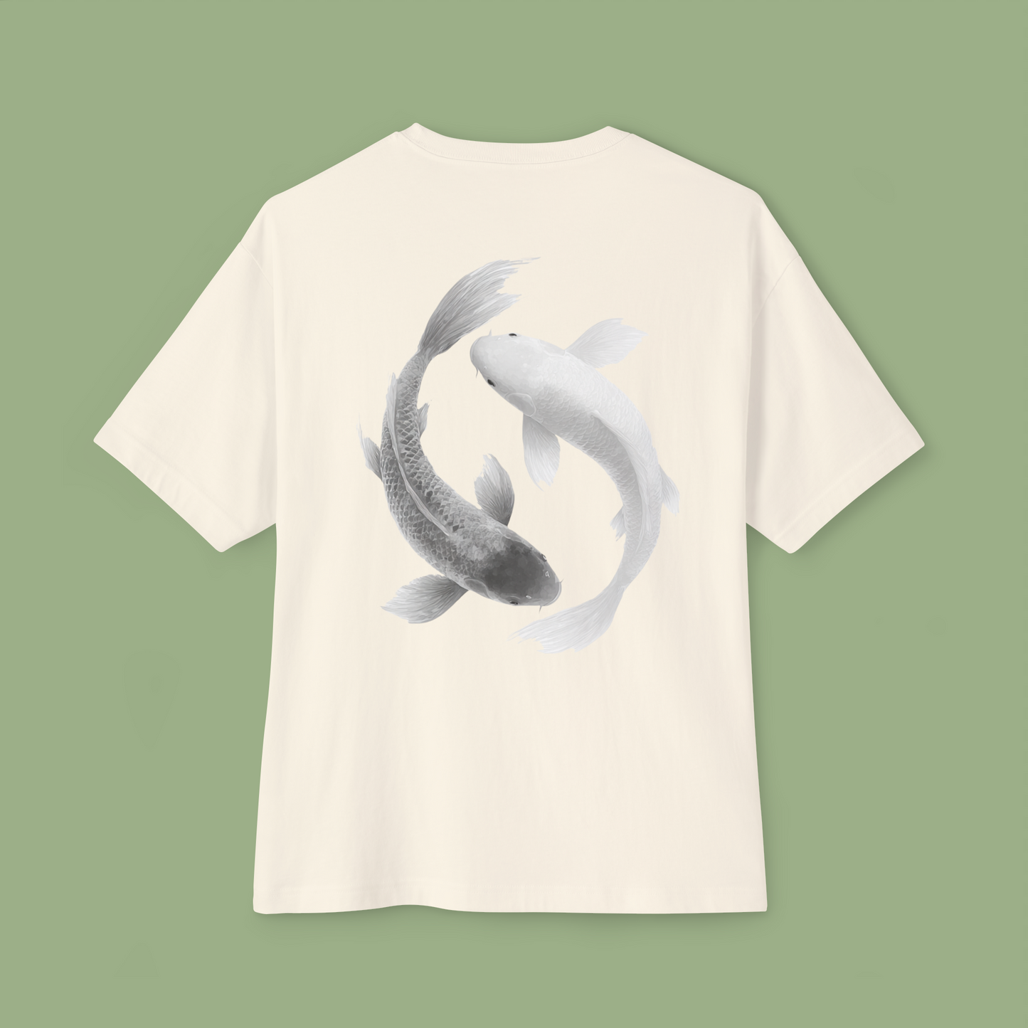 Oversized Boxy Tee "Yin-Yang Koi'"