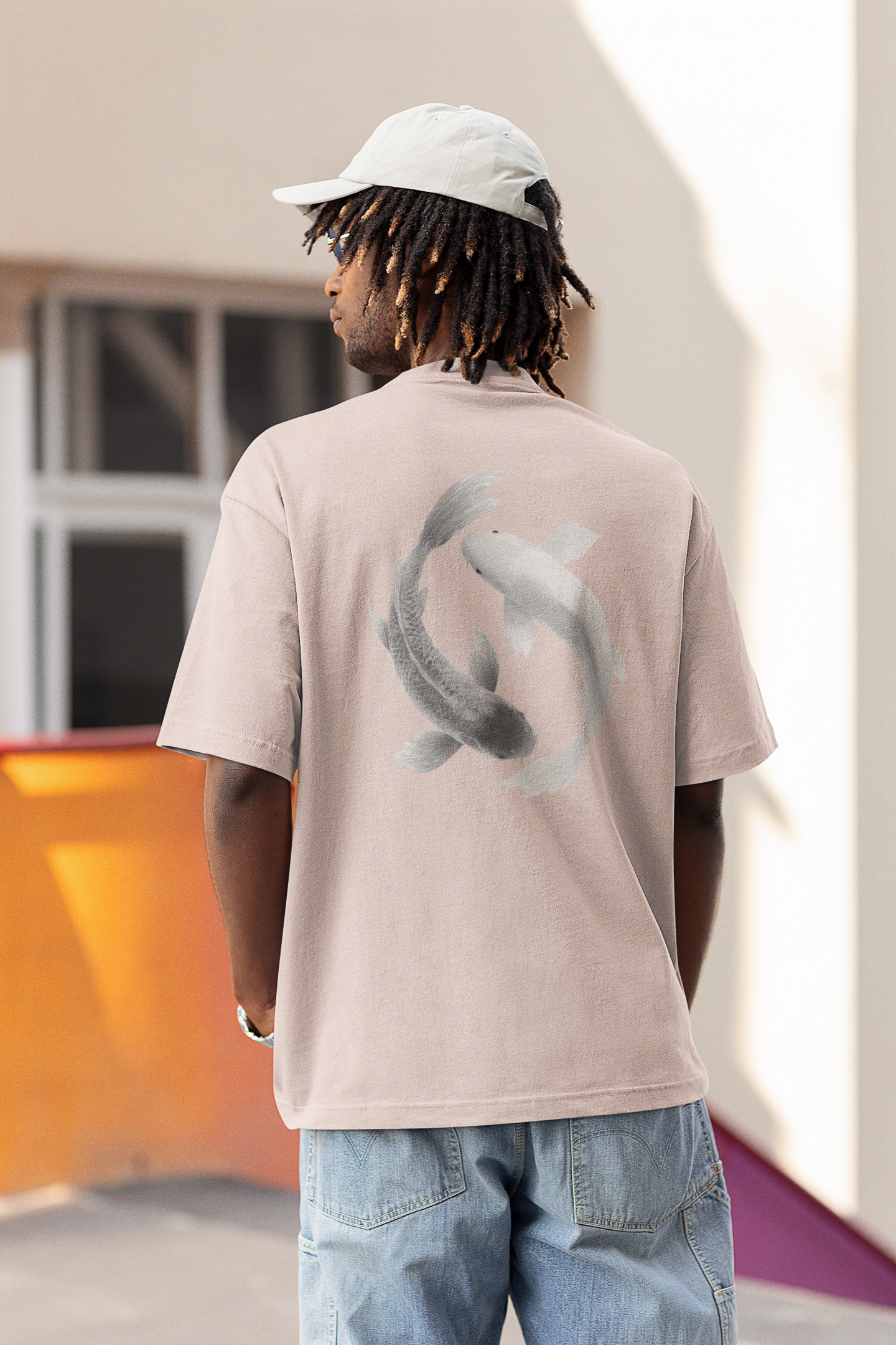 Oversized Boxy Tee "Yin-Yang Koi'"