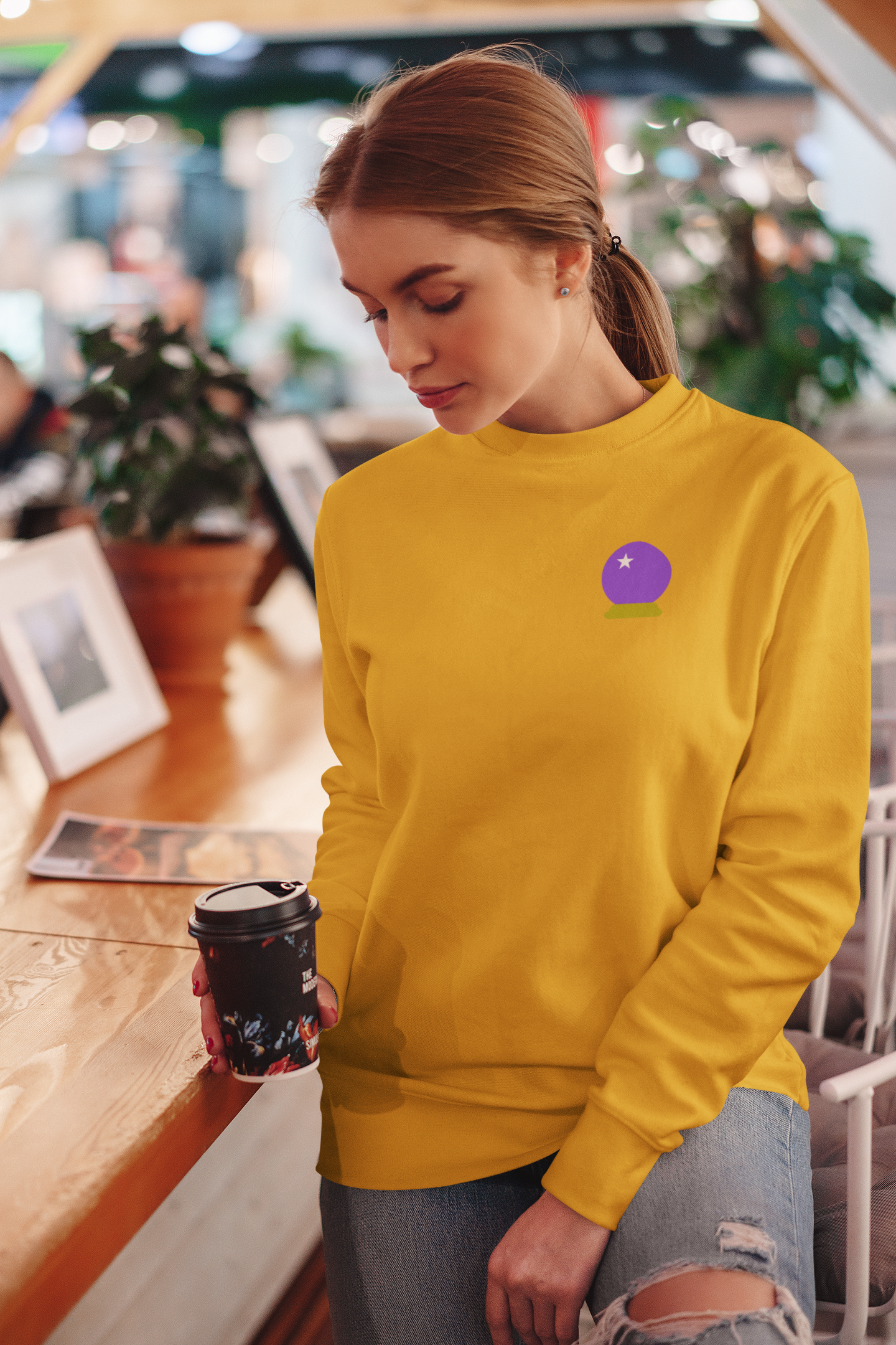 Embroidered Crystal Ball Crewneck Sweatshirt