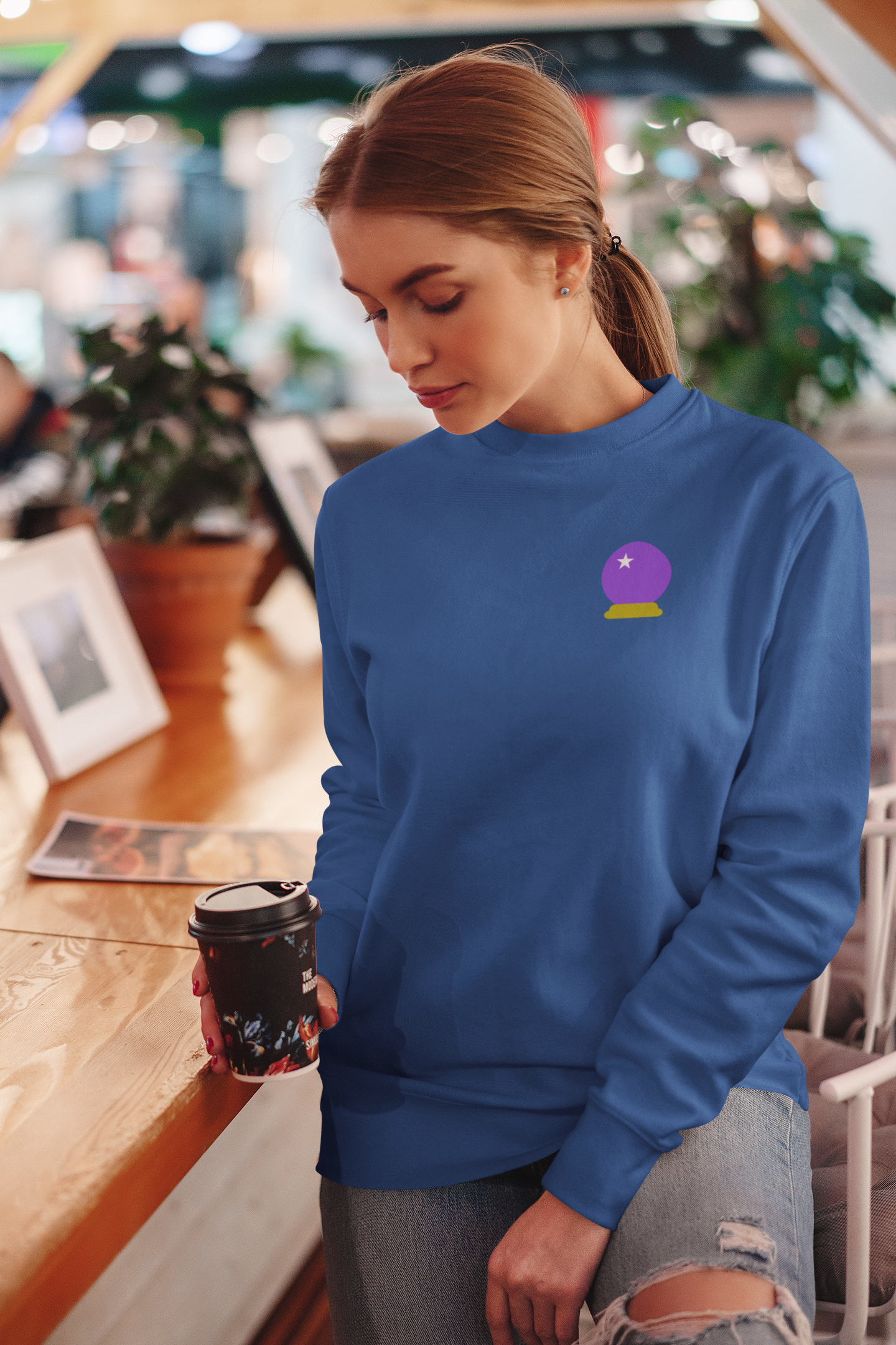 Embroidered Crystal Ball Crewneck Sweatshirt