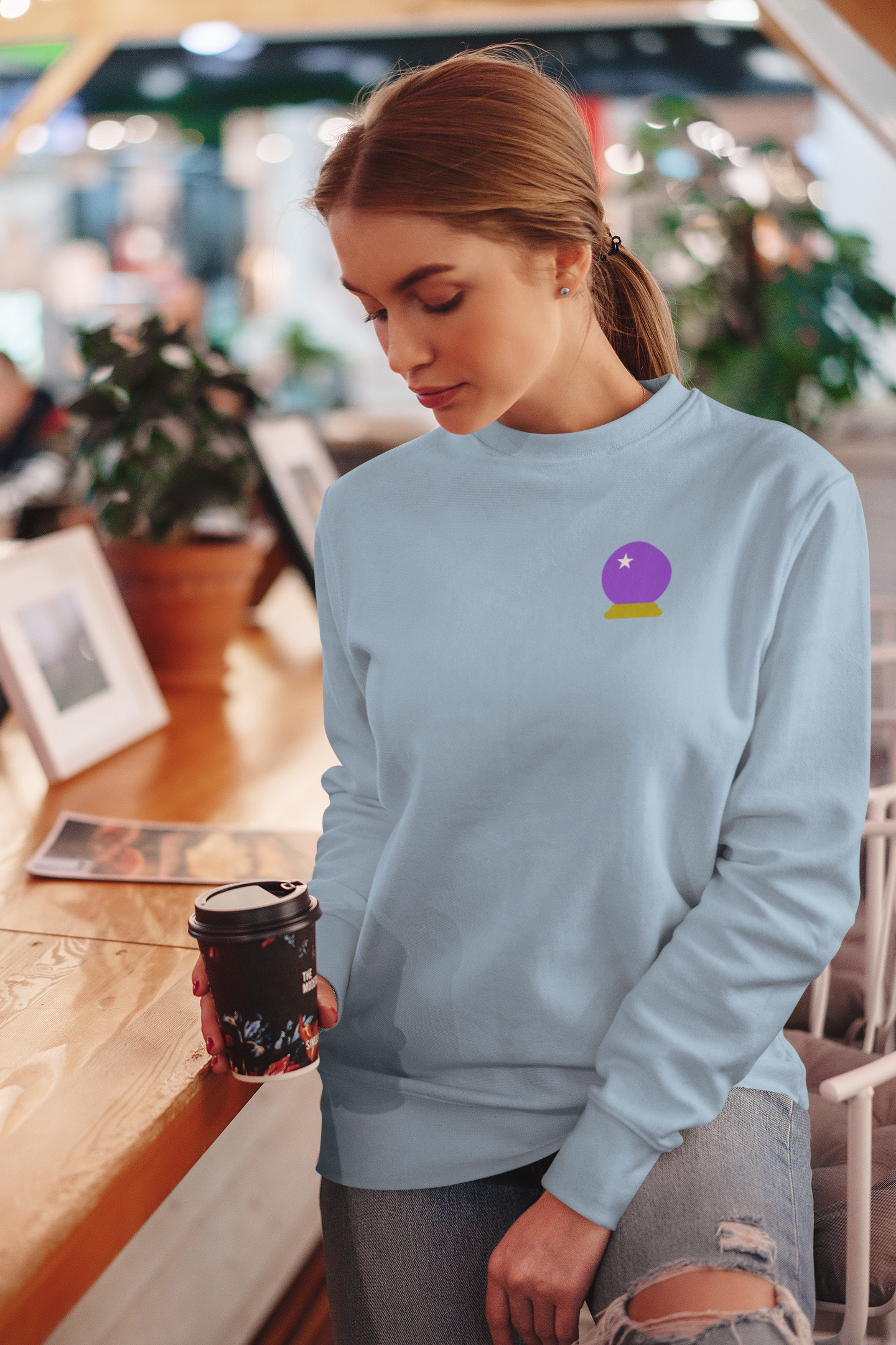 Embroidered Crystal Ball Crewneck Sweatshirt
