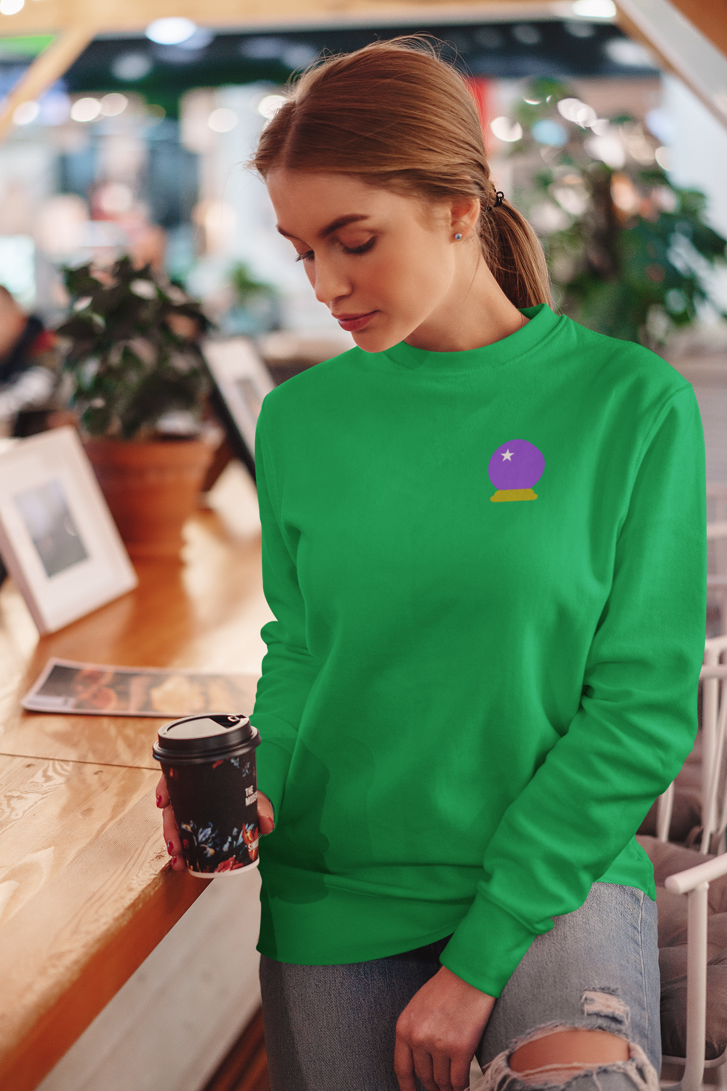 Embroidered Crystal Ball Crewneck Sweatshirt