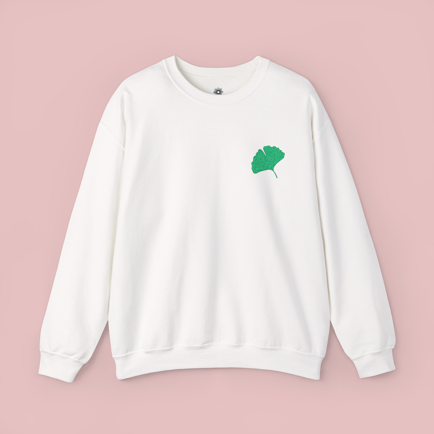 Embroidered Gingko Leaf Crewneck Sweatshirt