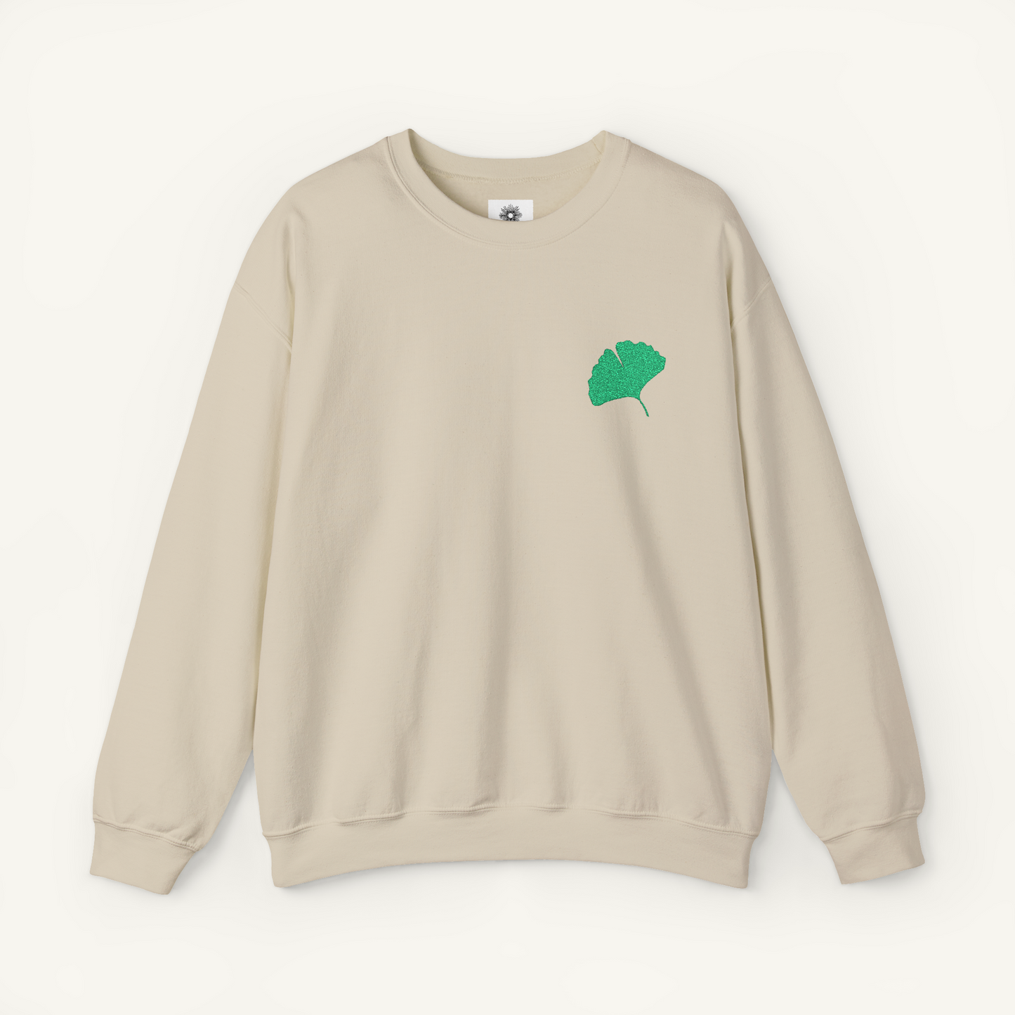 Embroidered Gingko Leaf Crewneck Sweatshirt