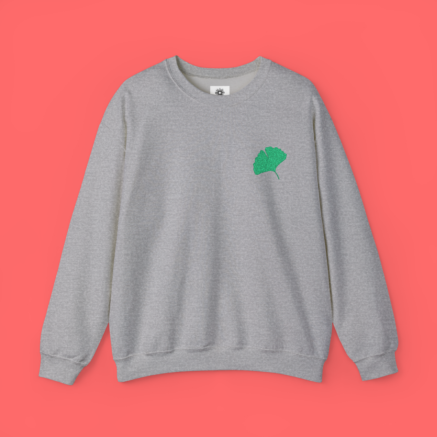 Embroidered Gingko Leaf Crewneck Sweatshirt