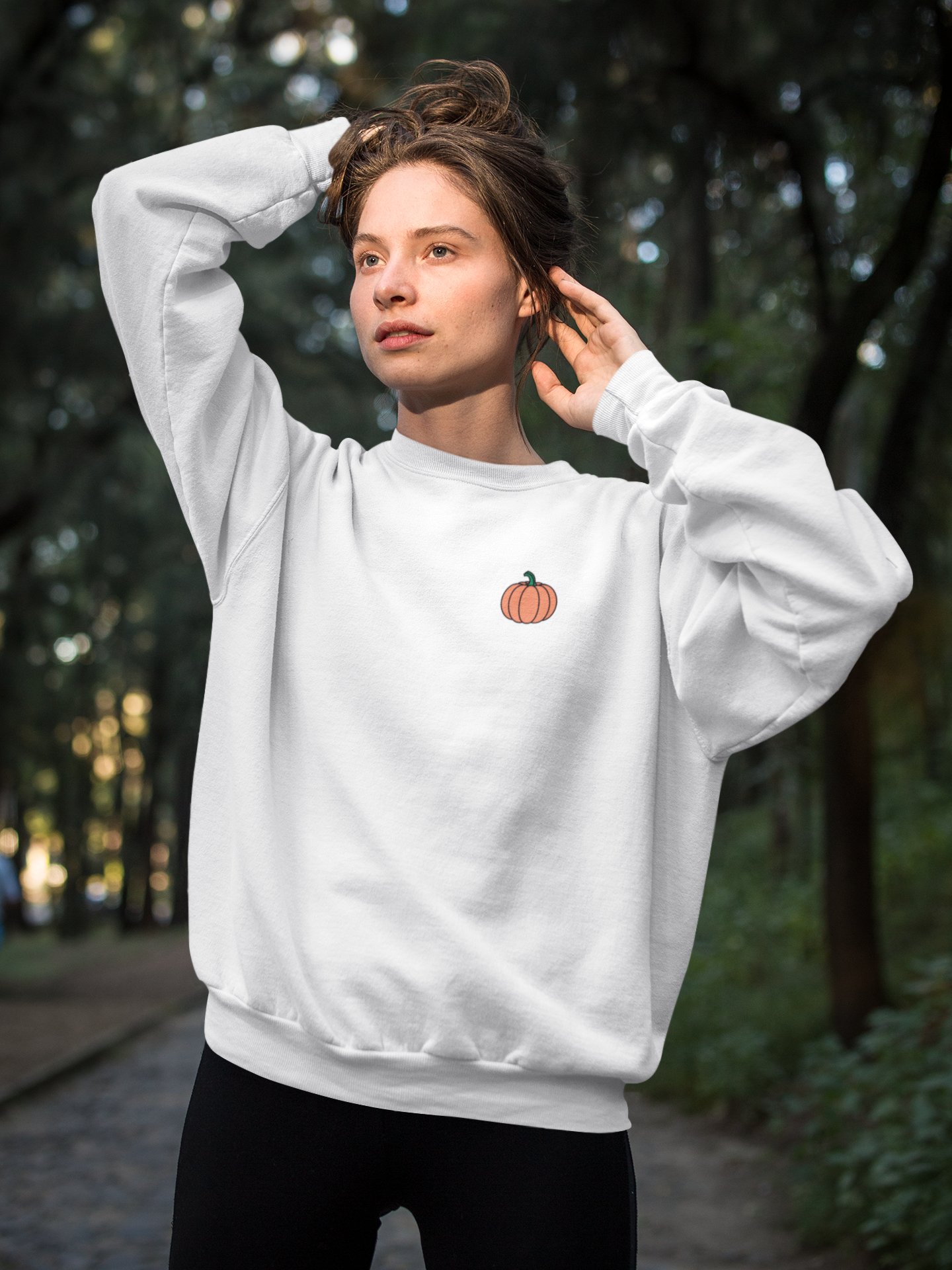 Embroidered Pumpkin Crewneck Sweatshirt