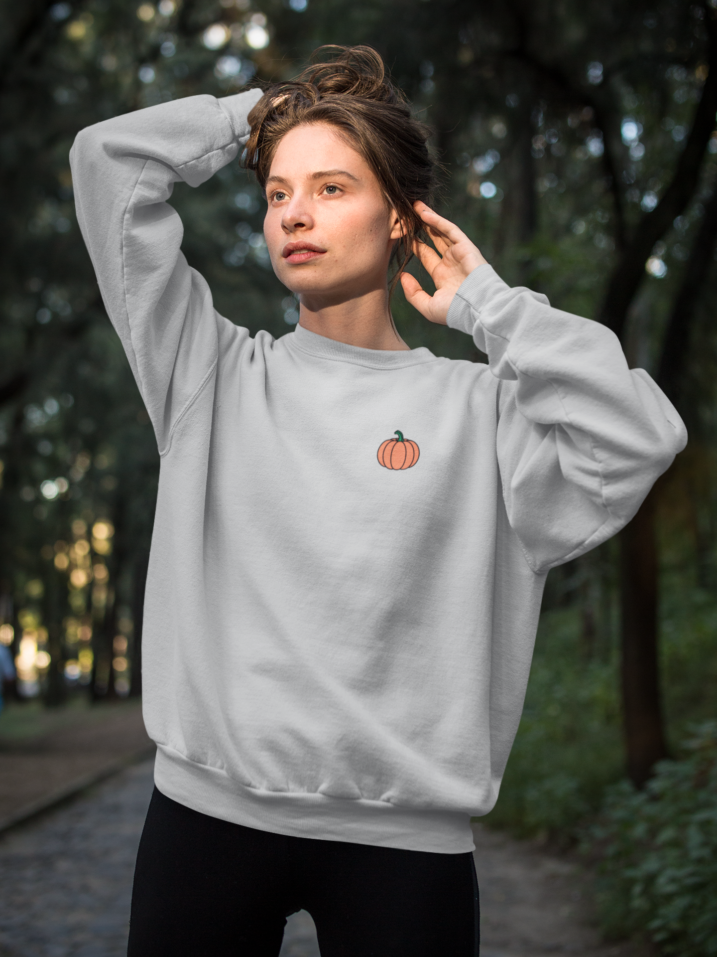 Embroidered Pumpkin Crewneck Sweatshirt