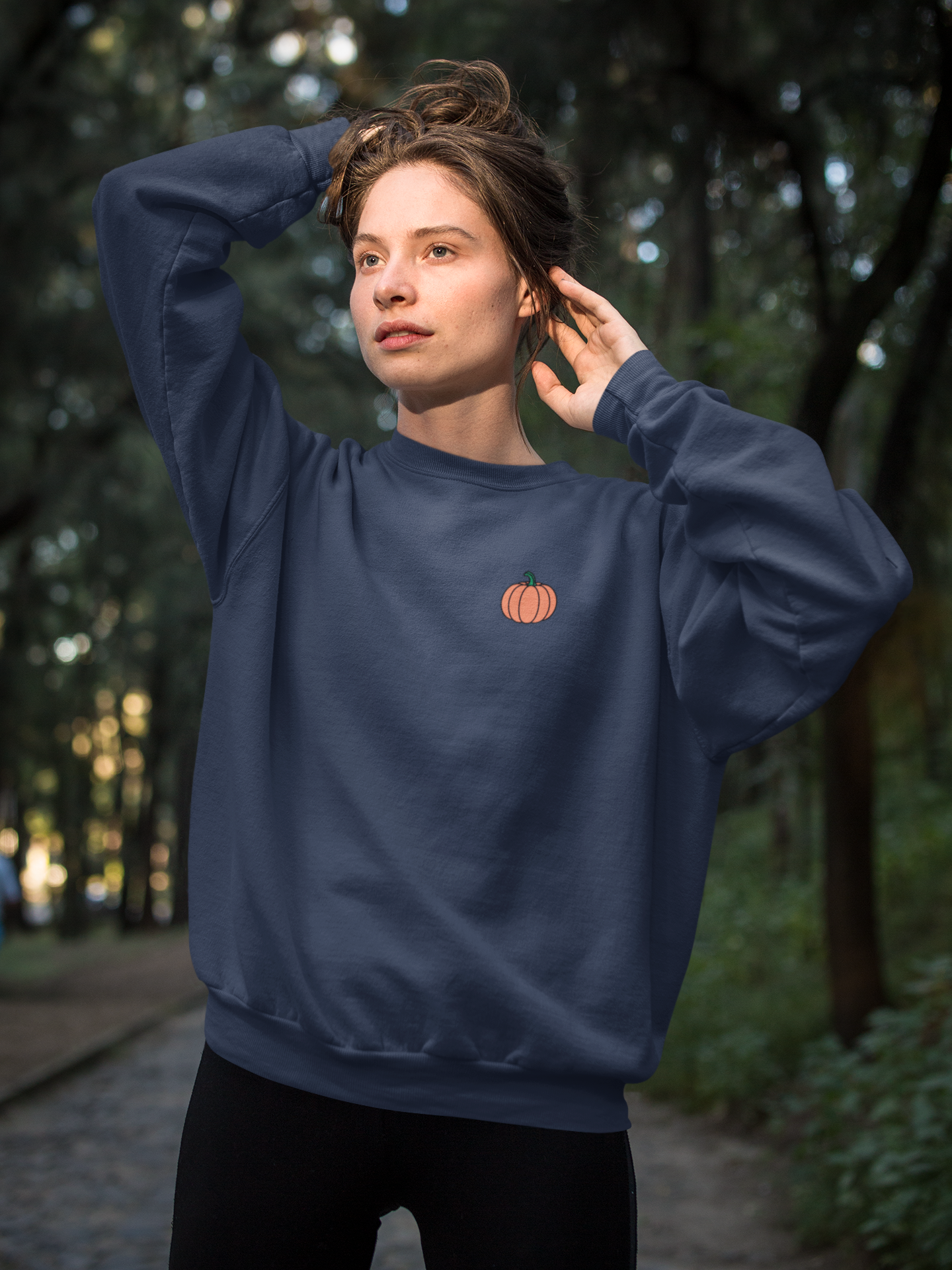 Embroidered Pumpkin Crewneck Sweatshirt