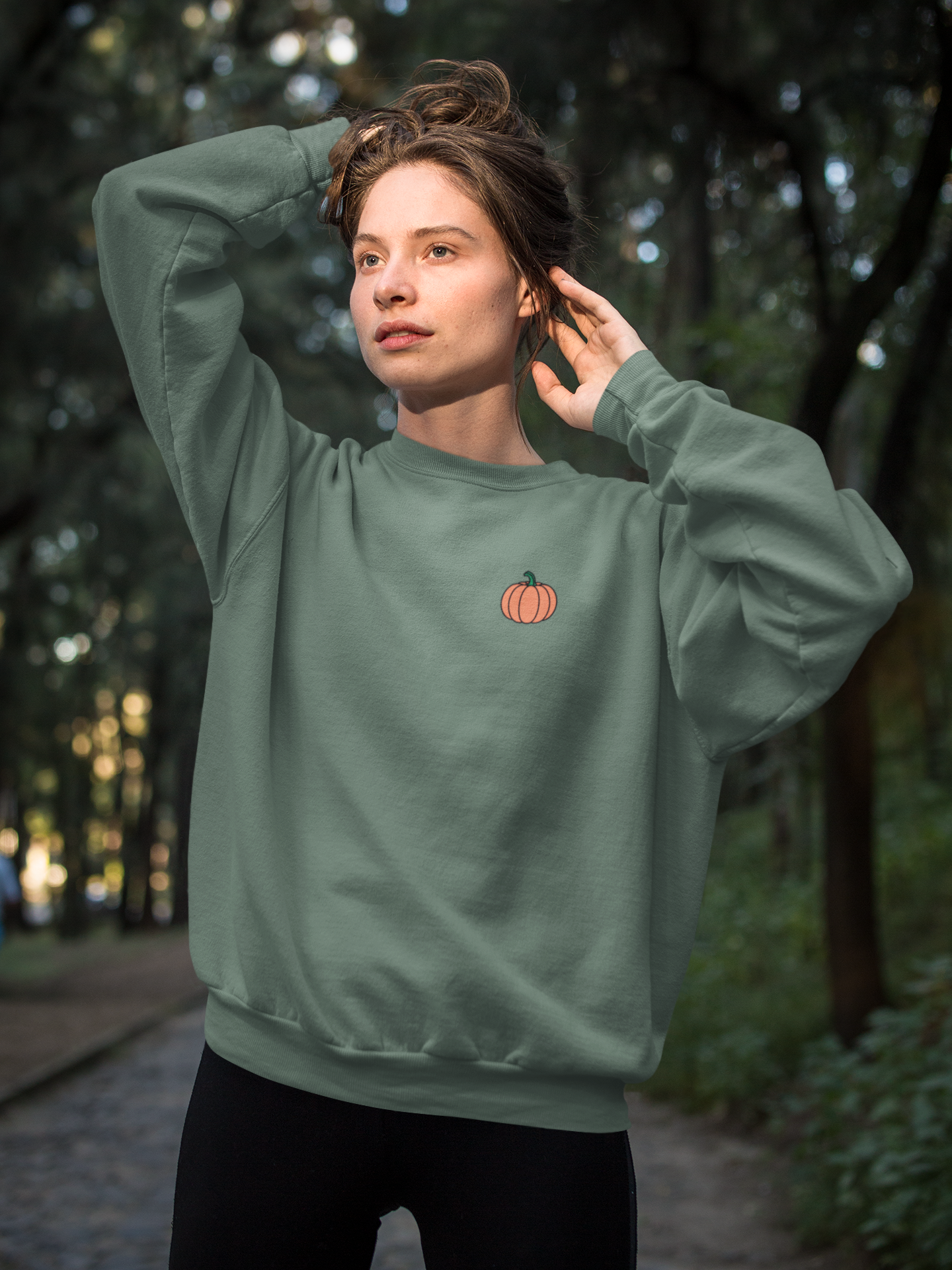 Embroidered Pumpkin Crewneck Sweatshirt