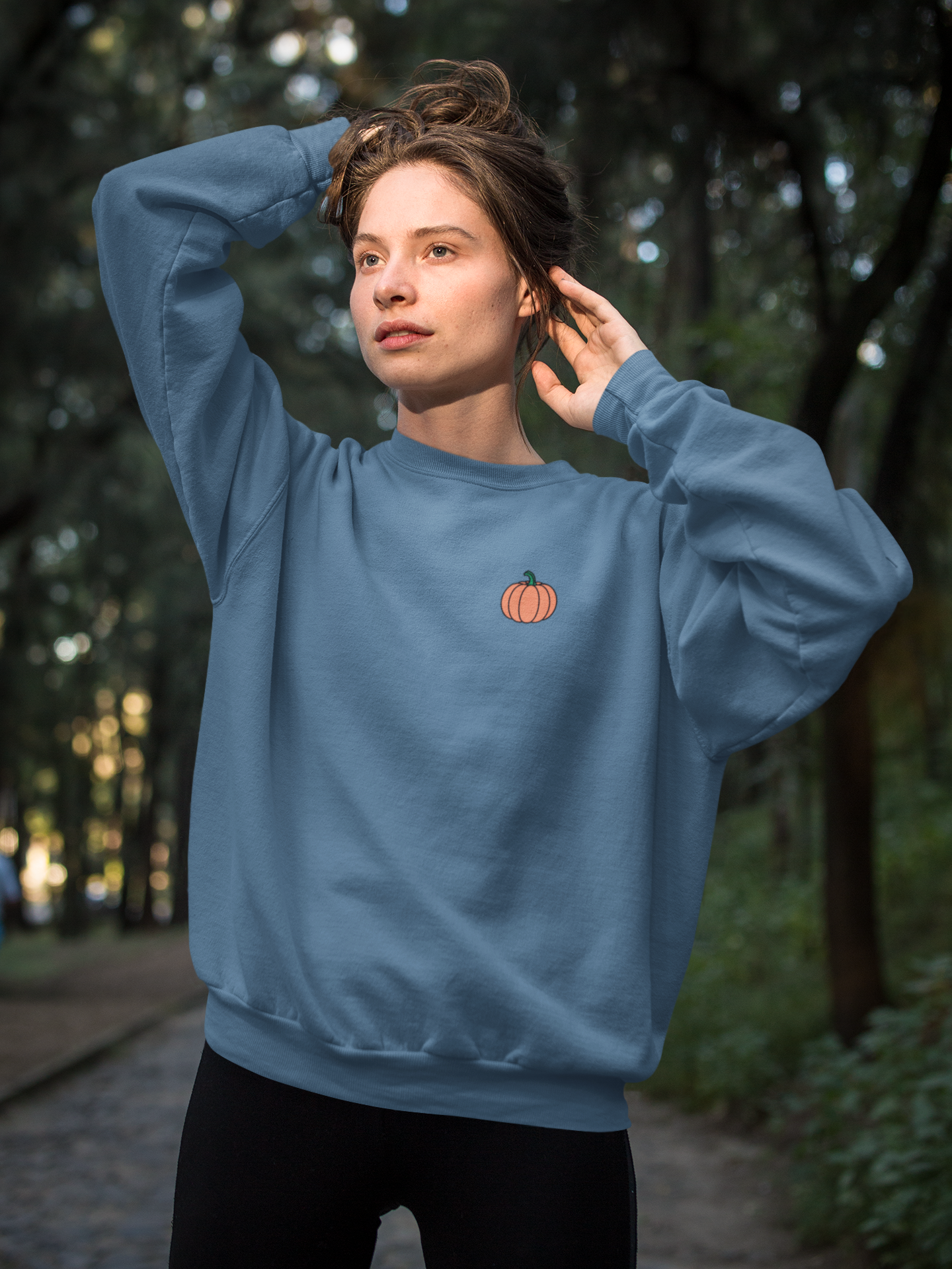 Embroidered Pumpkin Crewneck Sweatshirt