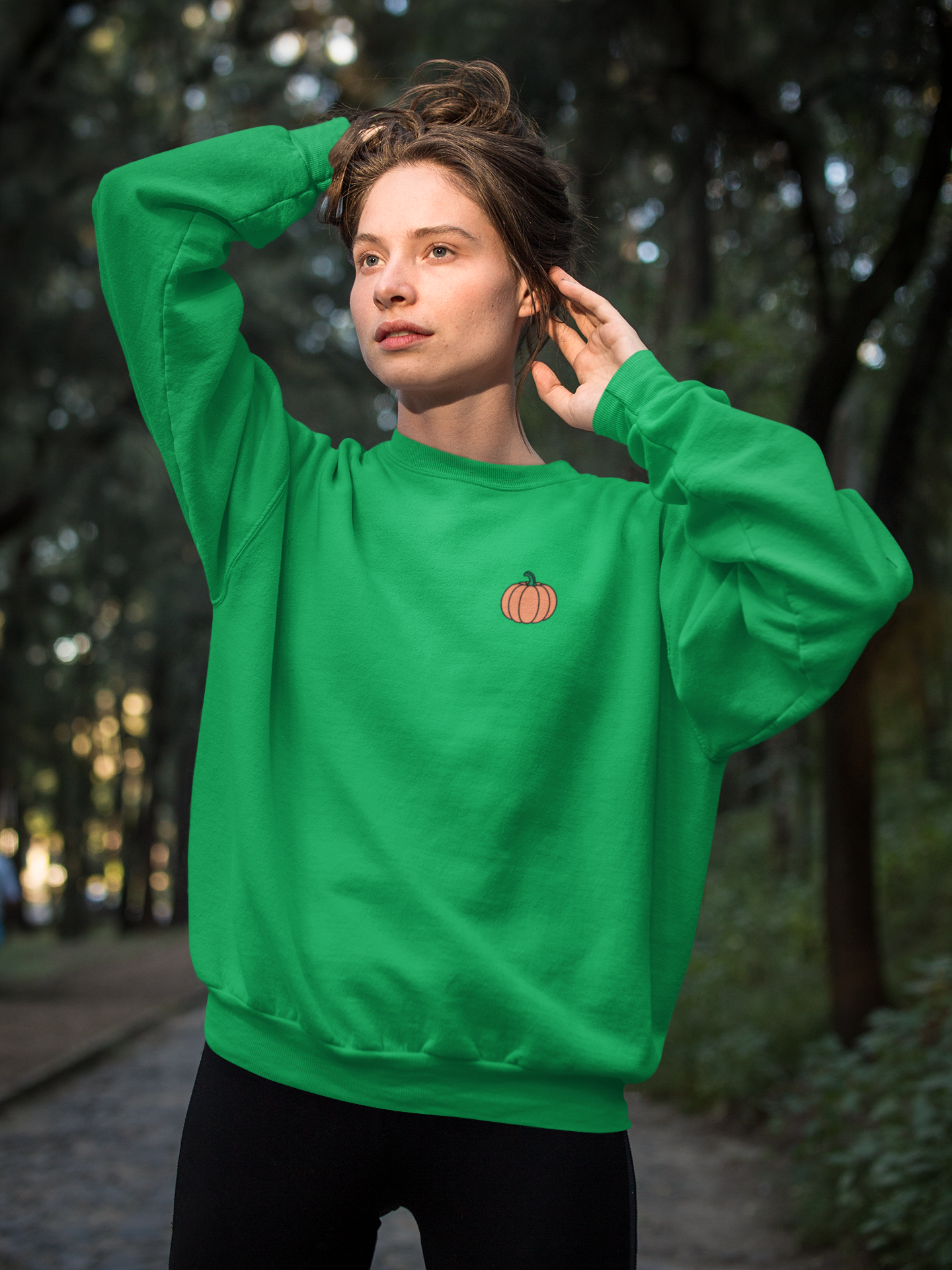 Embroidered Pumpkin Crewneck Sweatshirt