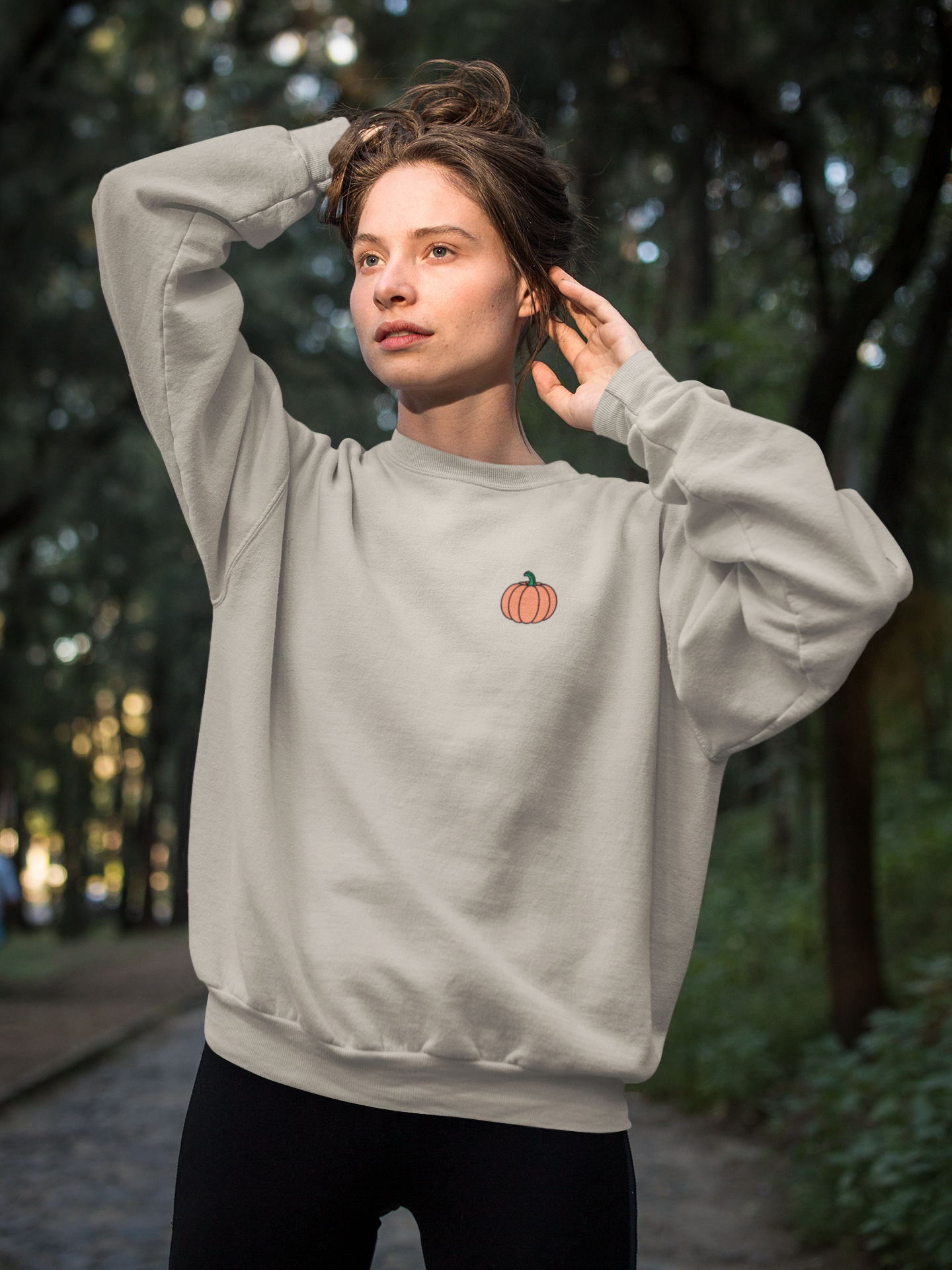 Embroidered Pumpkin Crewneck Sweatshirt