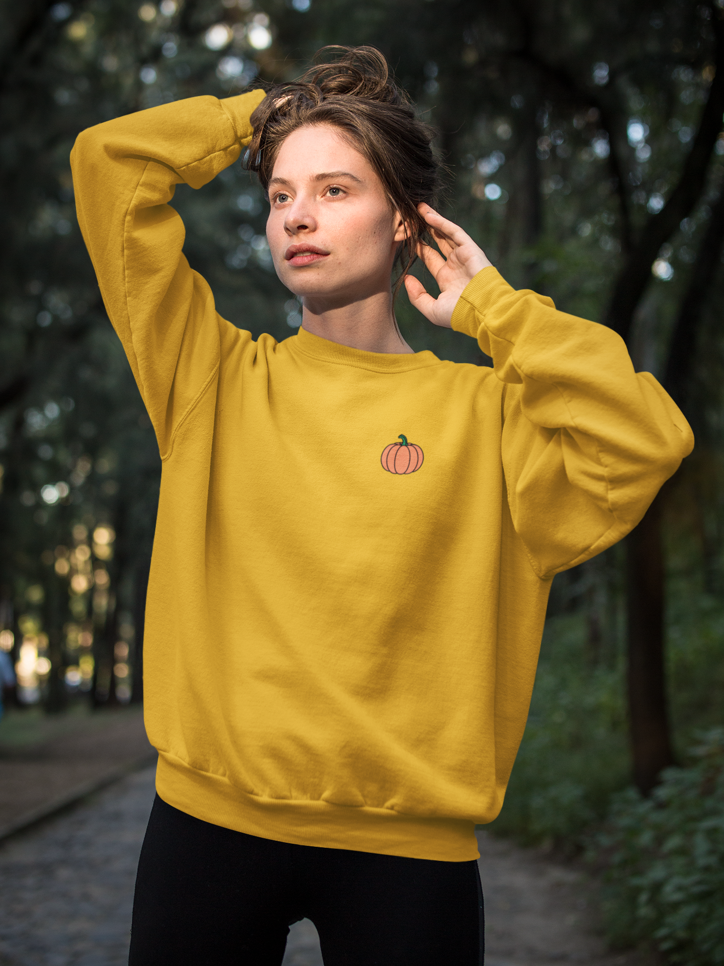 Embroidered Pumpkin Crewneck Sweatshirt