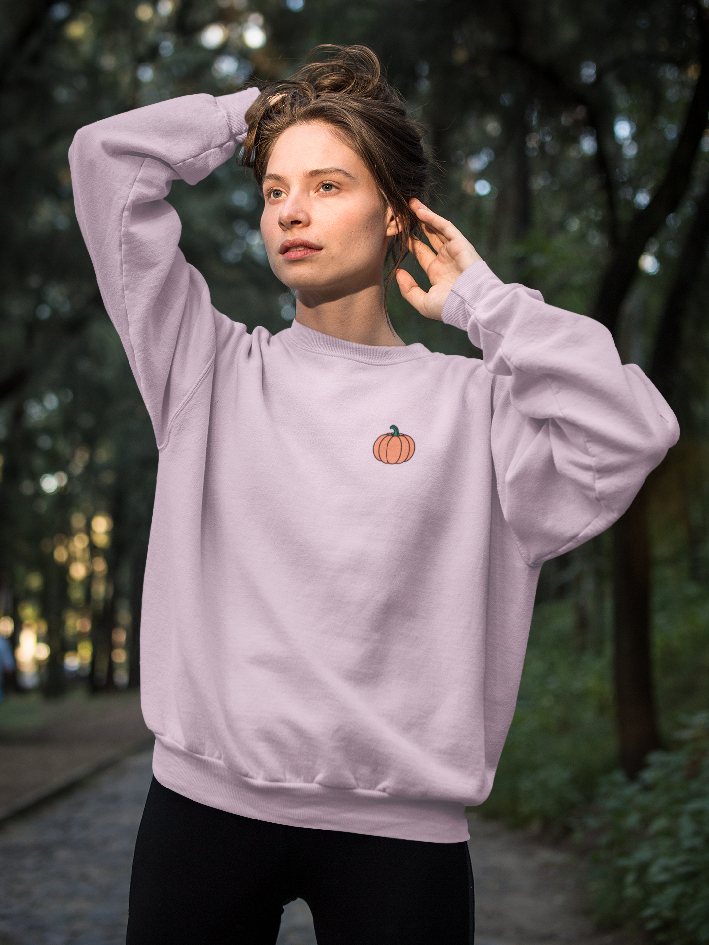 Embroidered Pumpkin Crewneck Sweatshirt