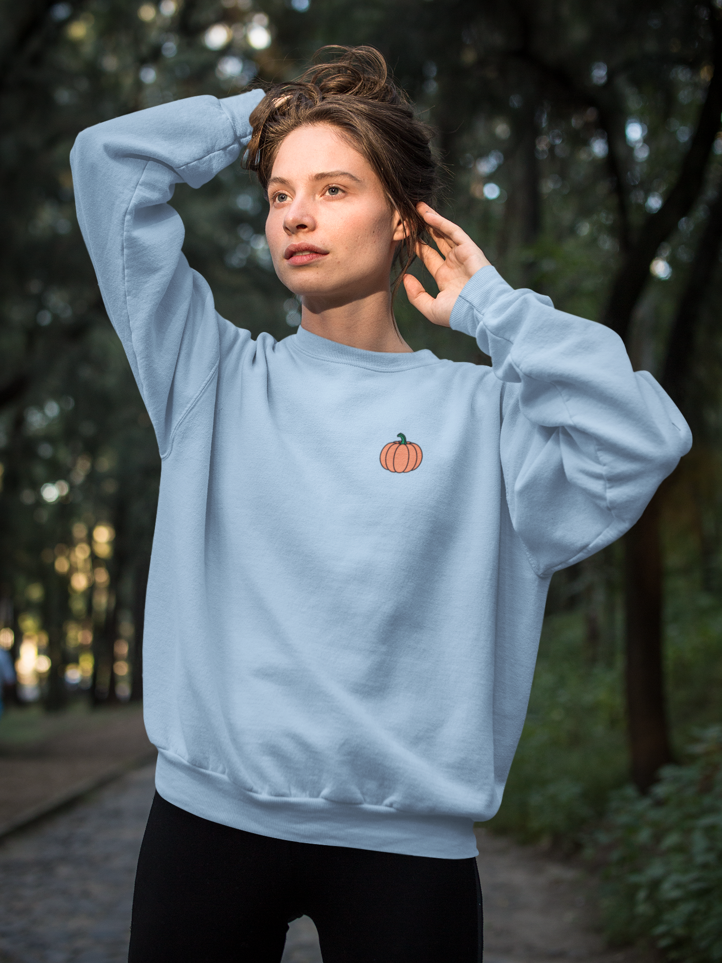 Embroidered Pumpkin Crewneck Sweatshirt