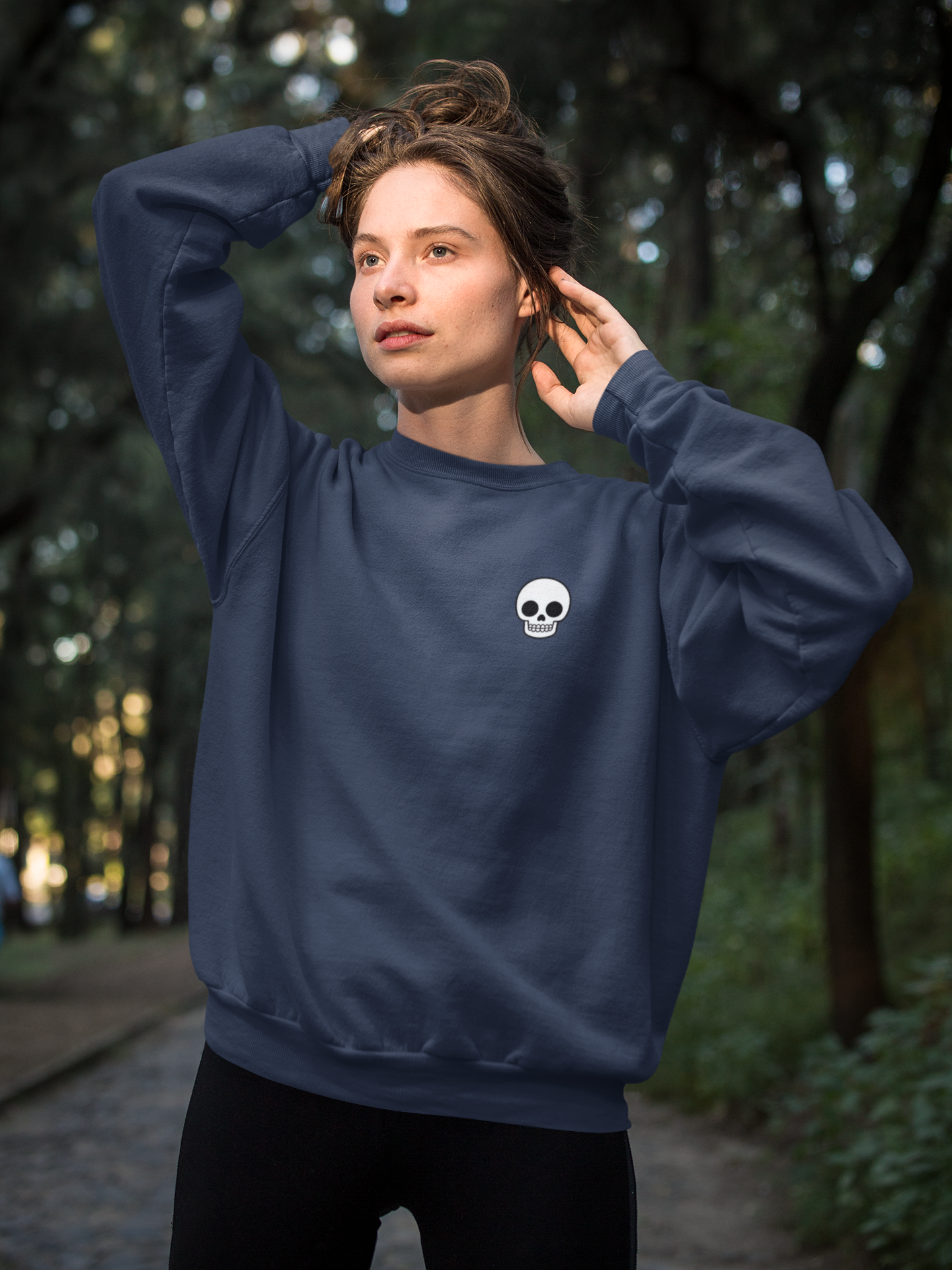 Embroidered Skull Crewneck Sweatshirt