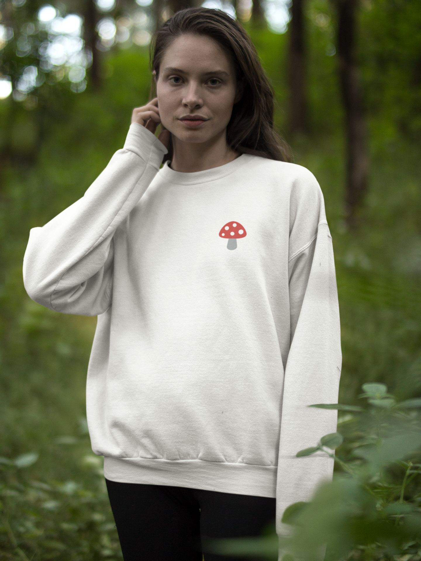 Embroidered Mushroom Crewneck Sweatshirt