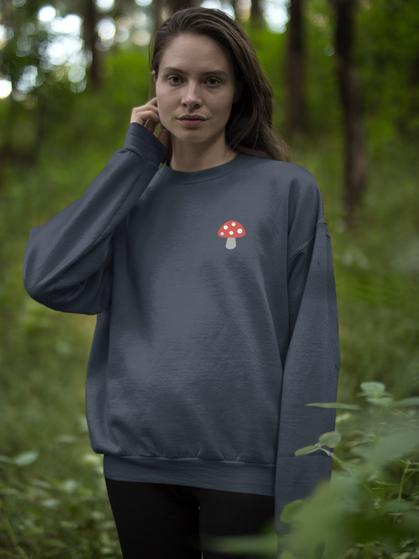 Embroidered Mushroom Crewneck Sweatshirt