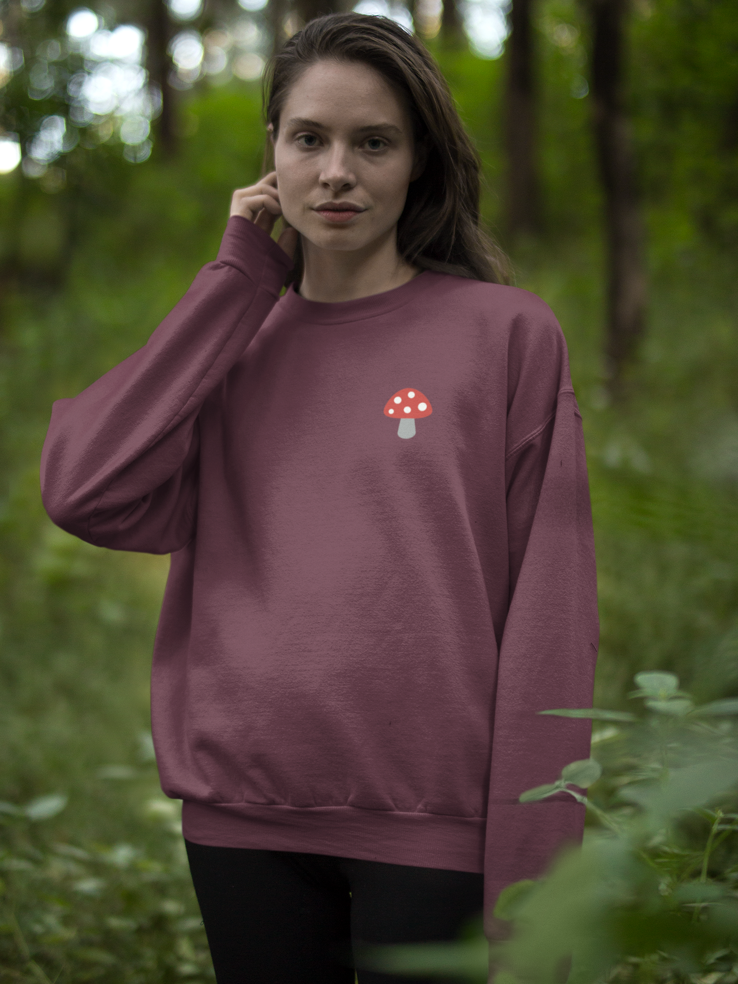 Embroidered Mushroom Crewneck Sweatshirt