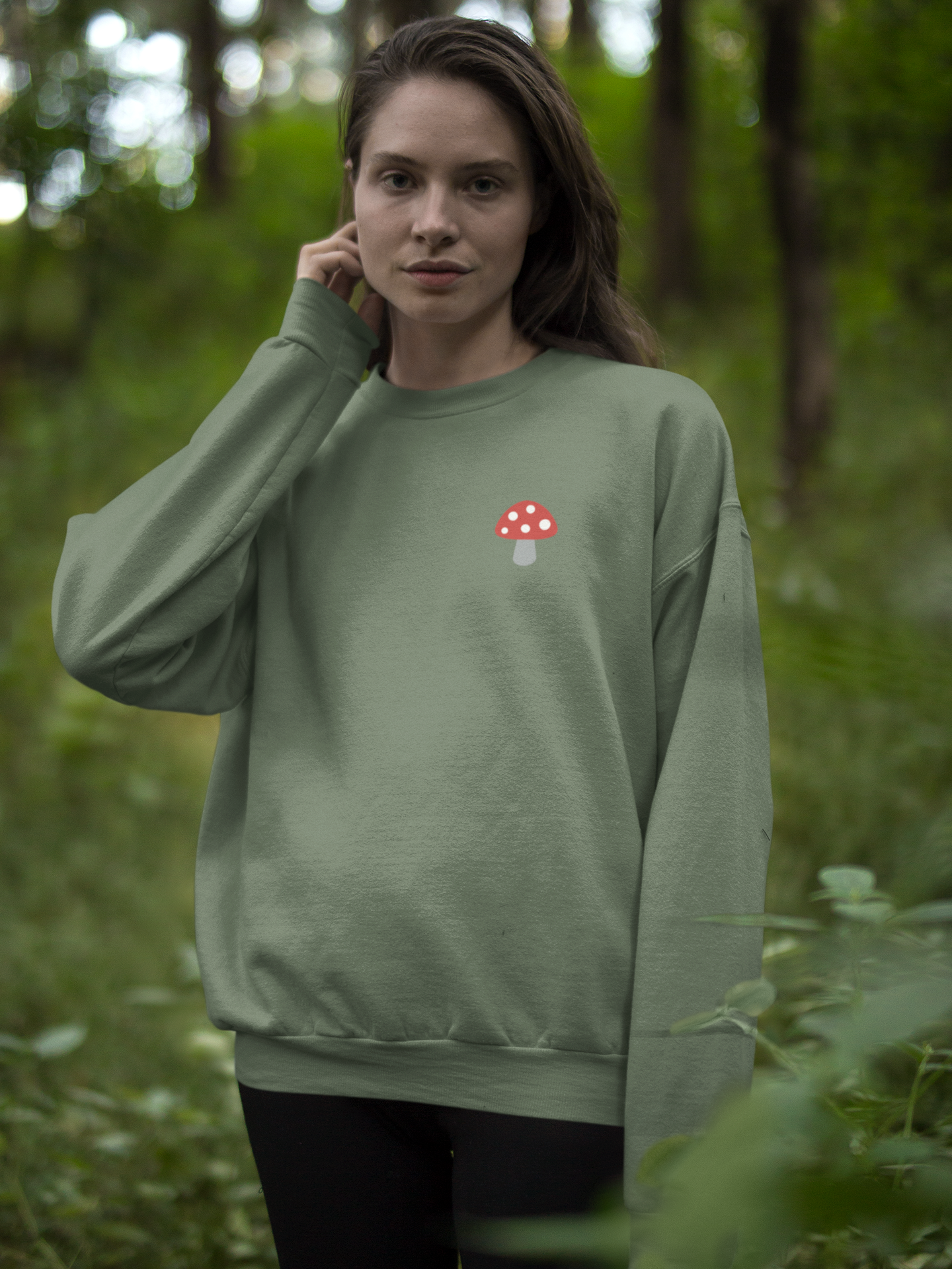 Embroidered Mushroom Crewneck Sweatshirt