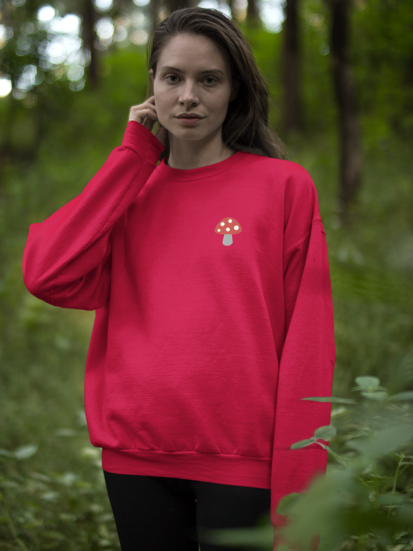 Embroidered Mushroom Crewneck Sweatshirt