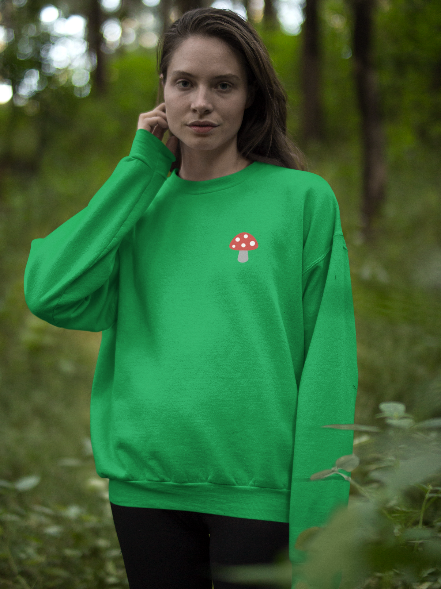 Embroidered Mushroom Crewneck Sweatshirt