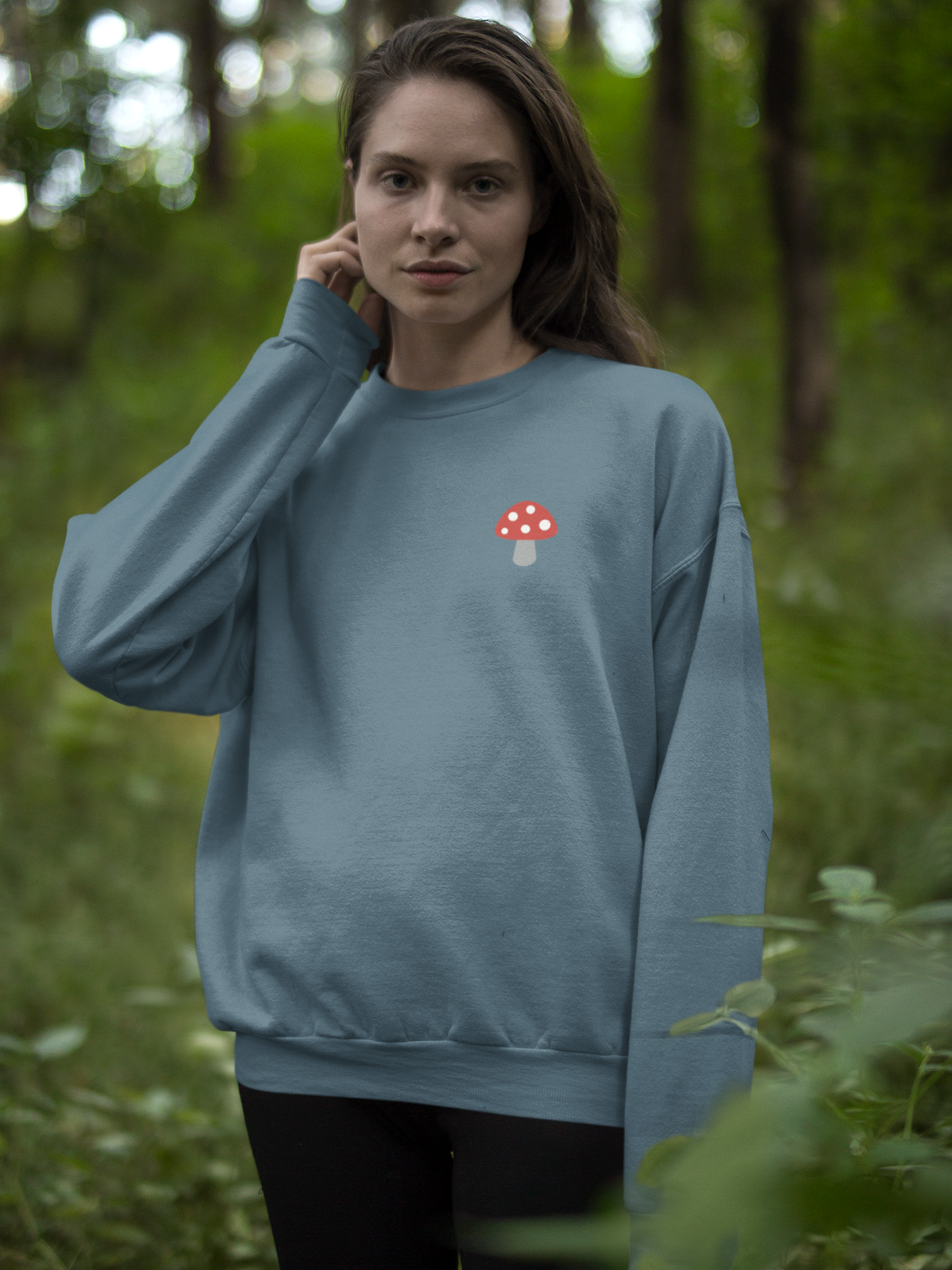 Embroidered Mushroom Crewneck Sweatshirt