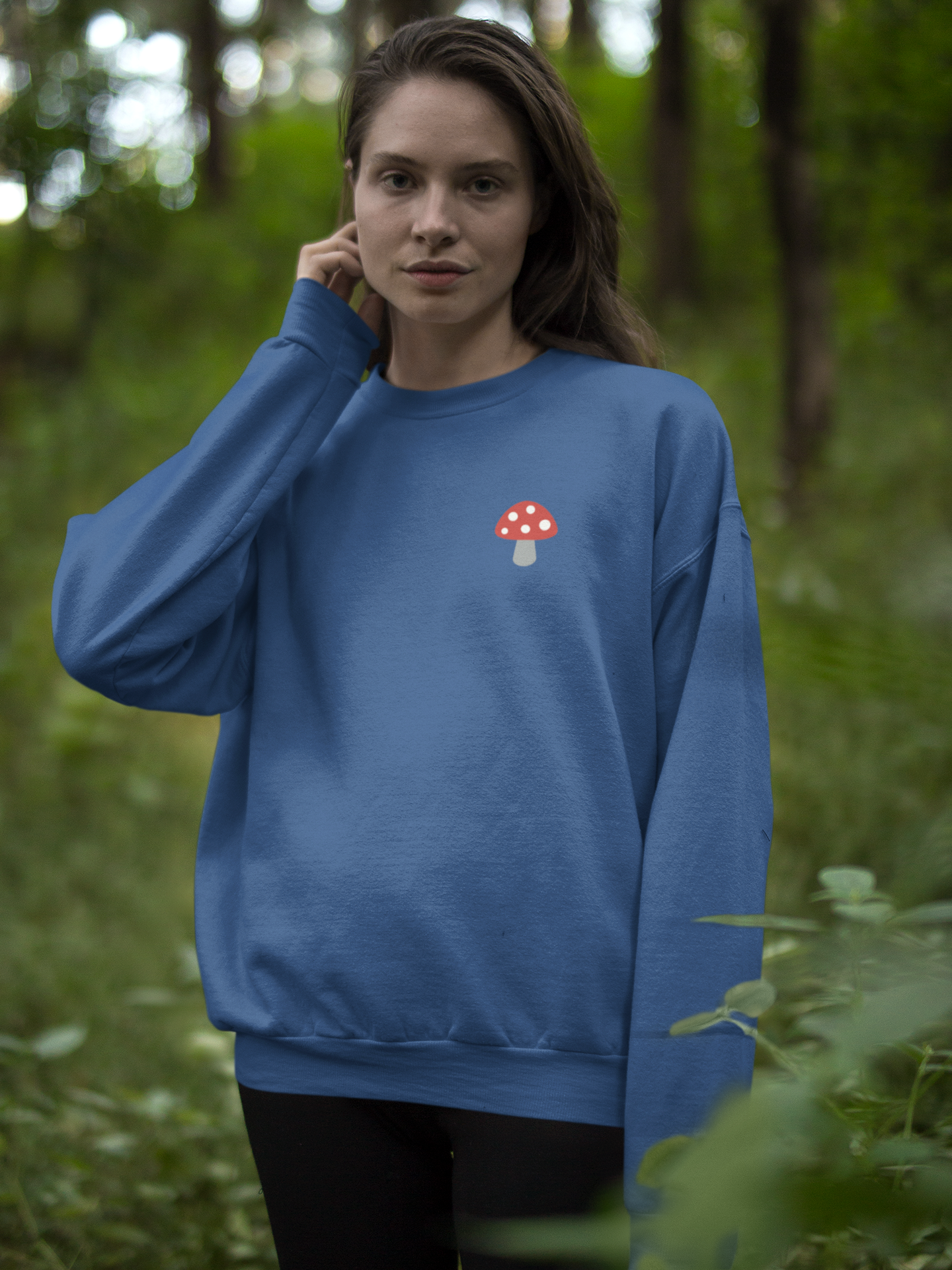 Embroidered Mushroom Crewneck Sweatshirt