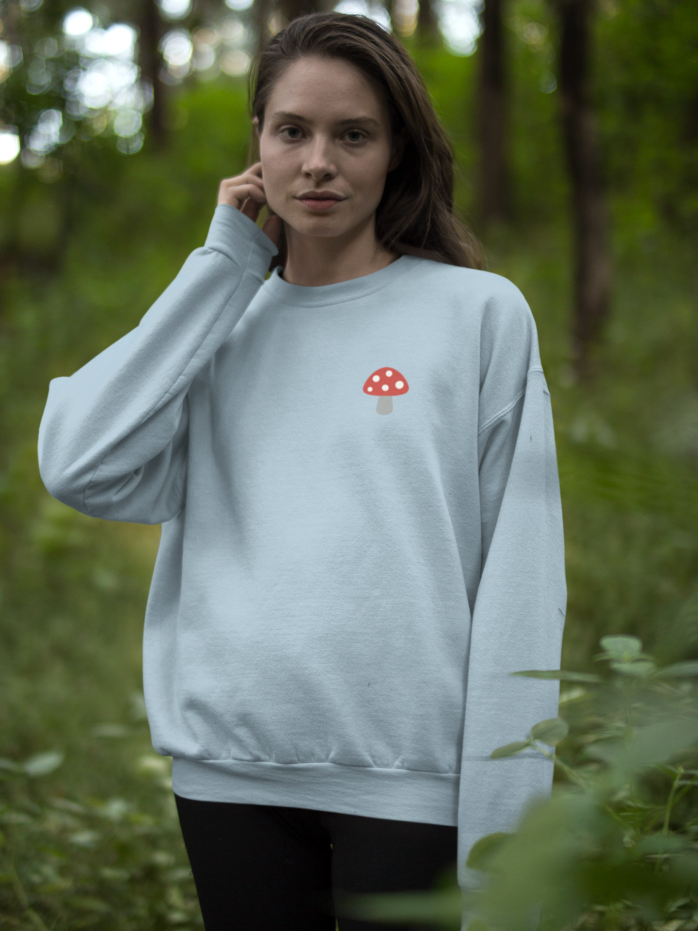 Embroidered Mushroom Crewneck Sweatshirt
