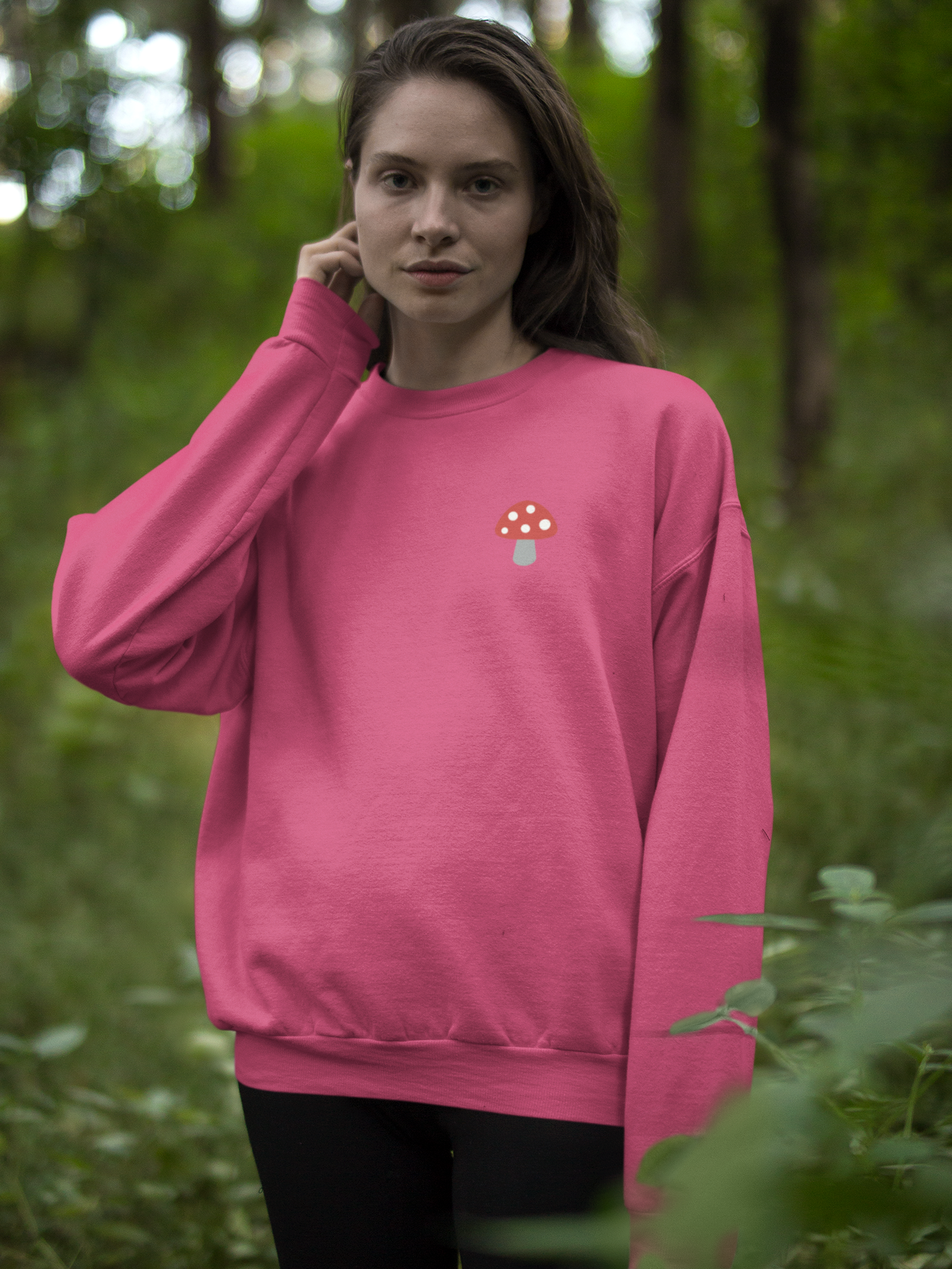 Embroidered Mushroom Crewneck Sweatshirt