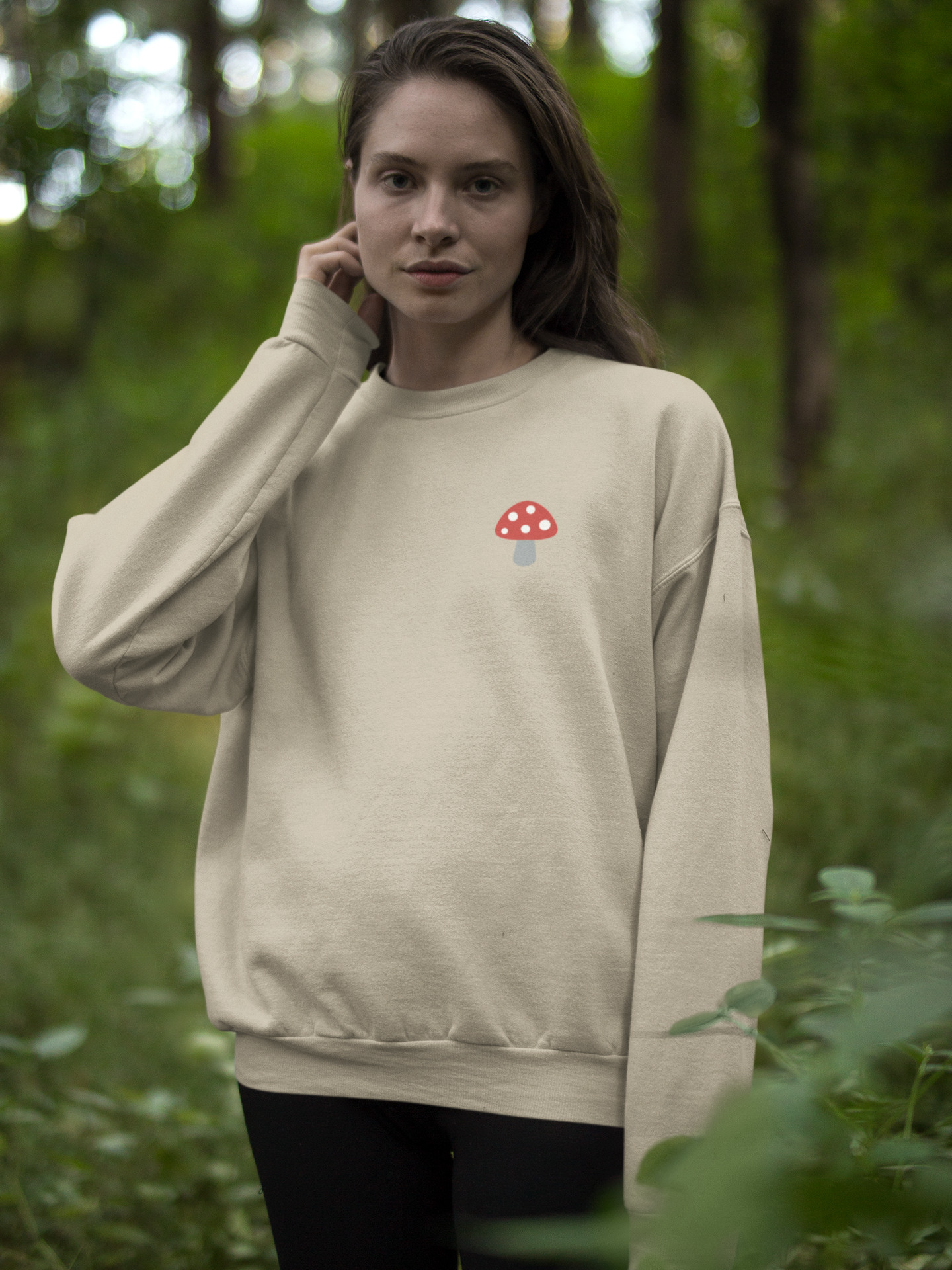 Embroidered Mushroom Crewneck Sweatshirt