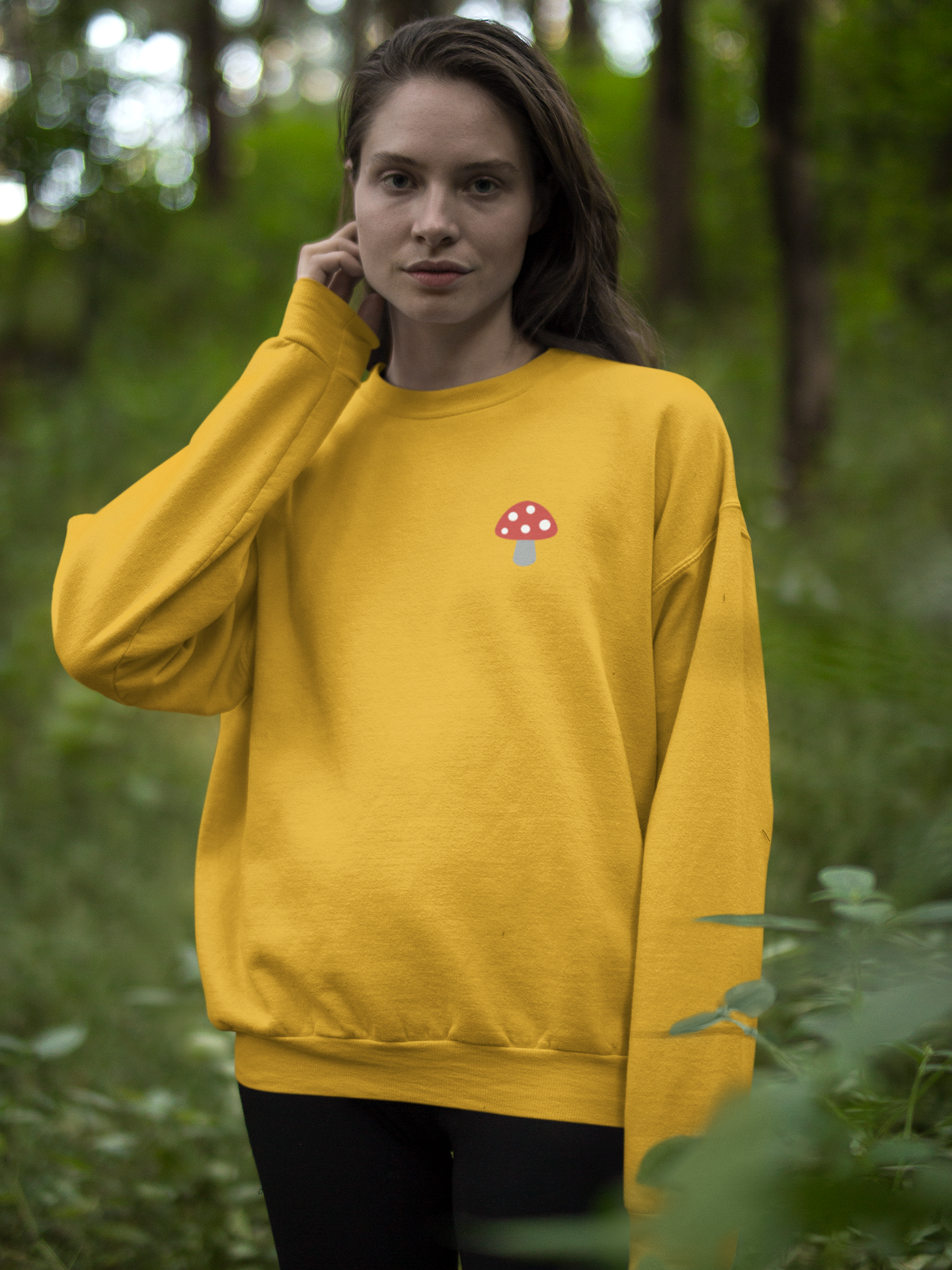 Embroidered Mushroom Crewneck Sweatshirt