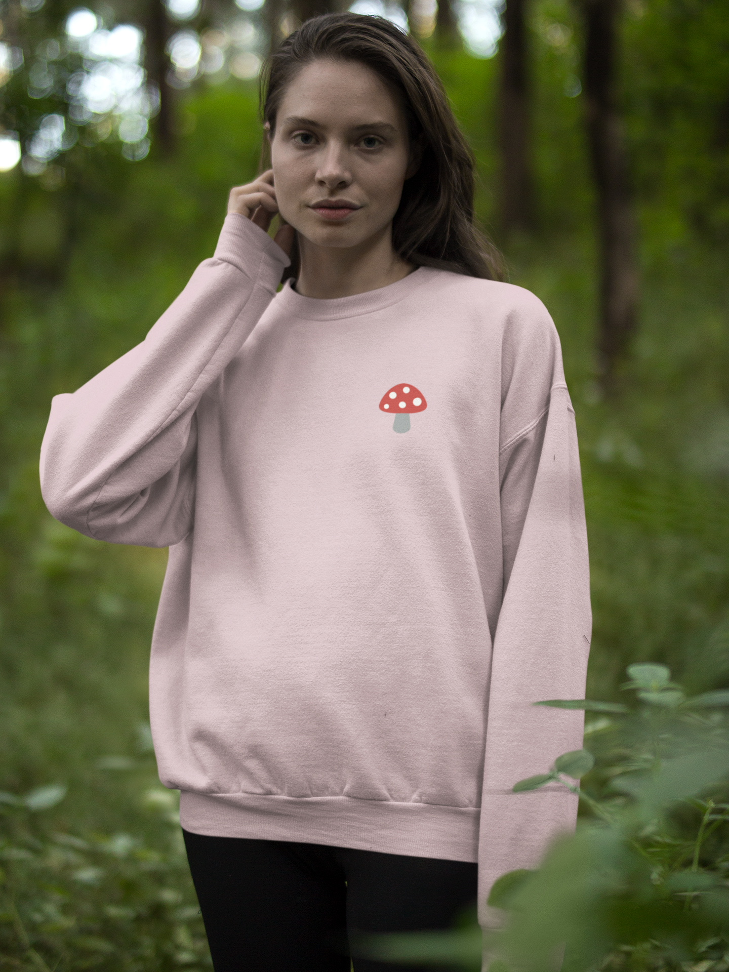 Embroidered Mushroom Crewneck Sweatshirt