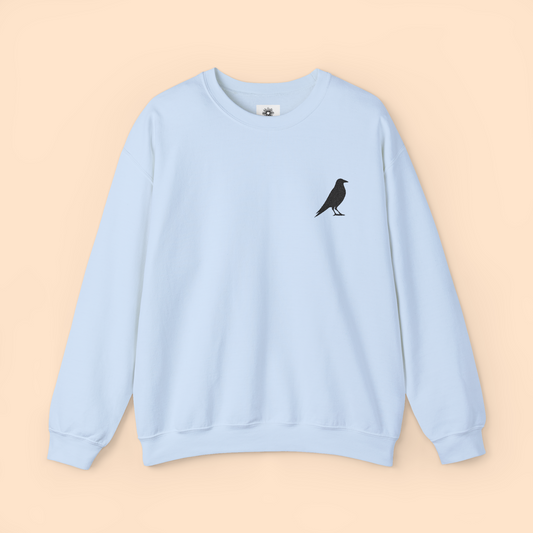 Embroidered Crow Crewneck Sweatshirt
