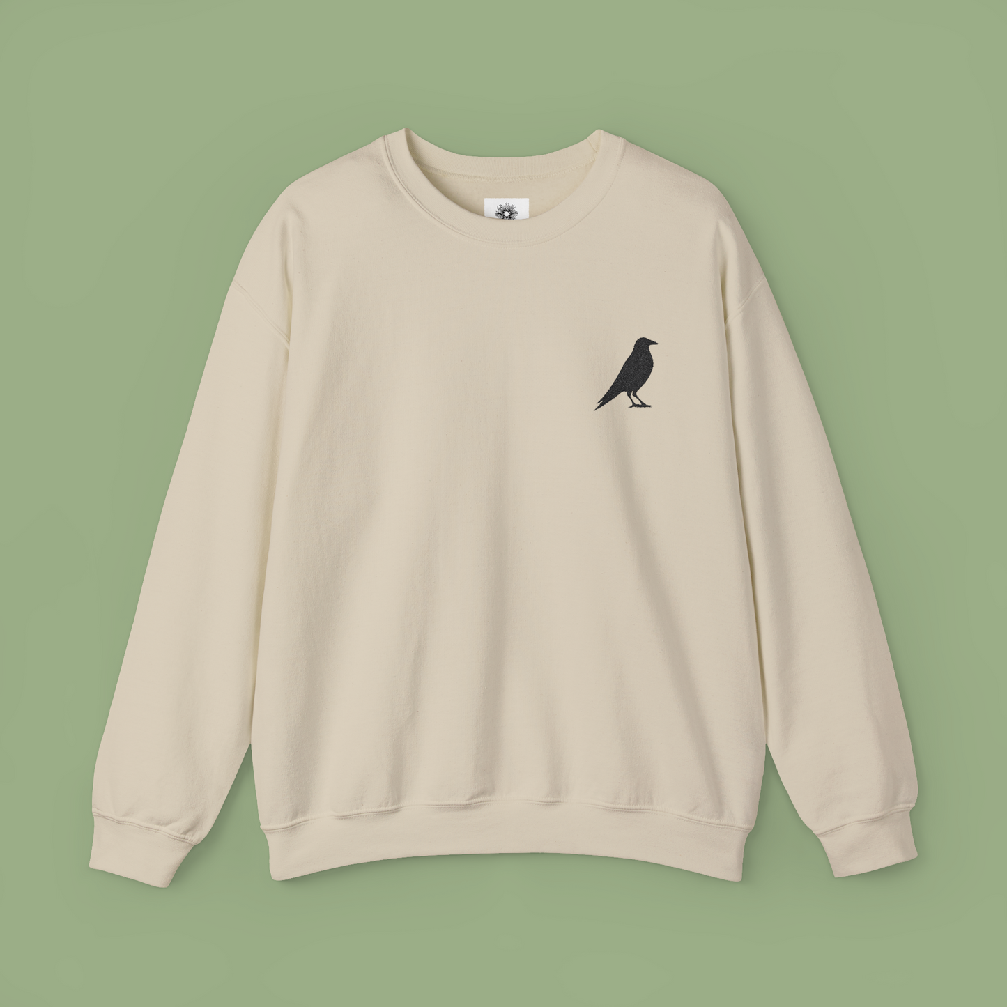 Embroidered Crow Crewneck Sweatshirt