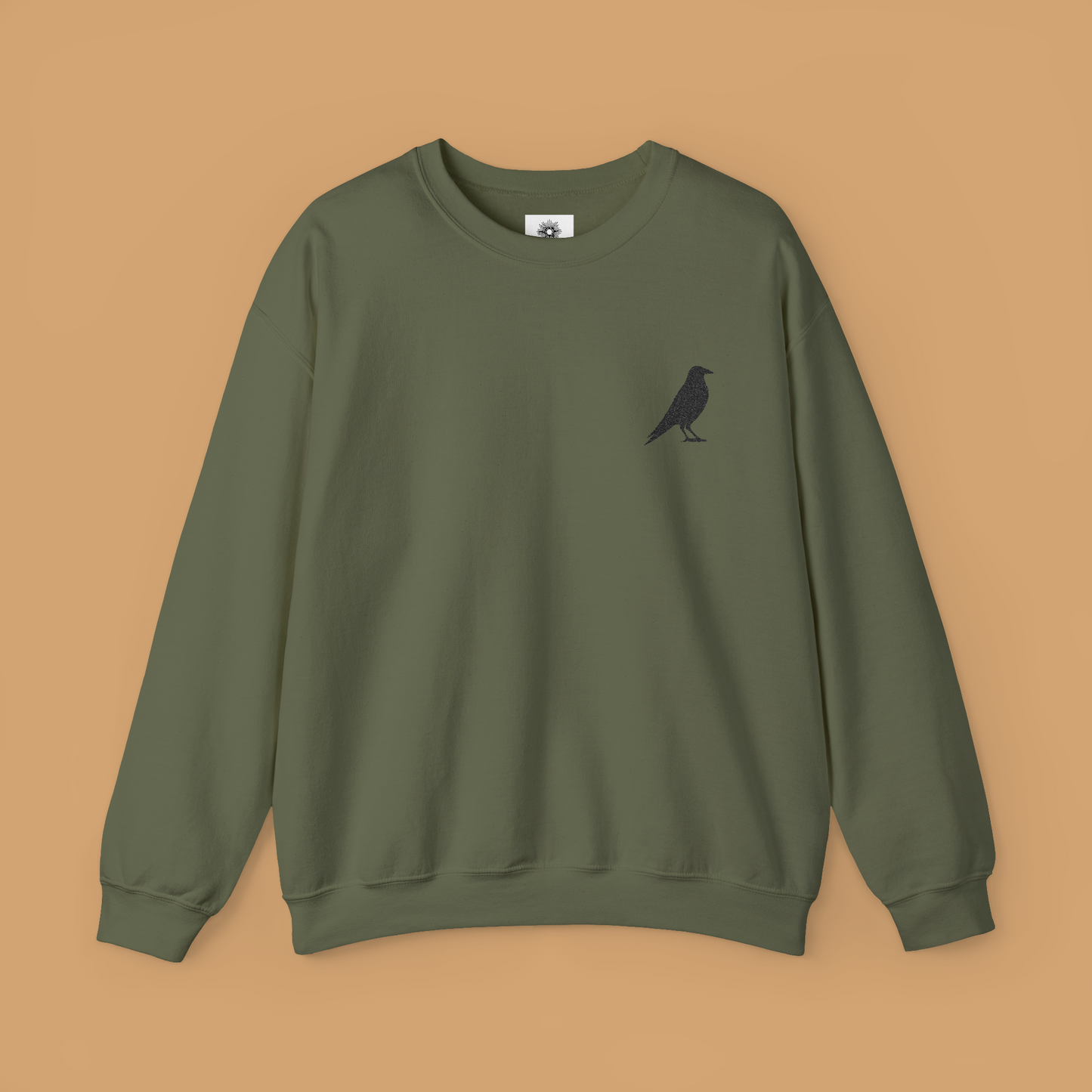 Embroidered Crow Crewneck Sweatshirt