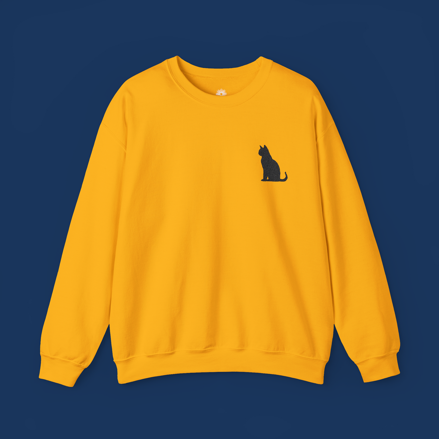 Embroidered Black Cat Crewneck Sweatshirt