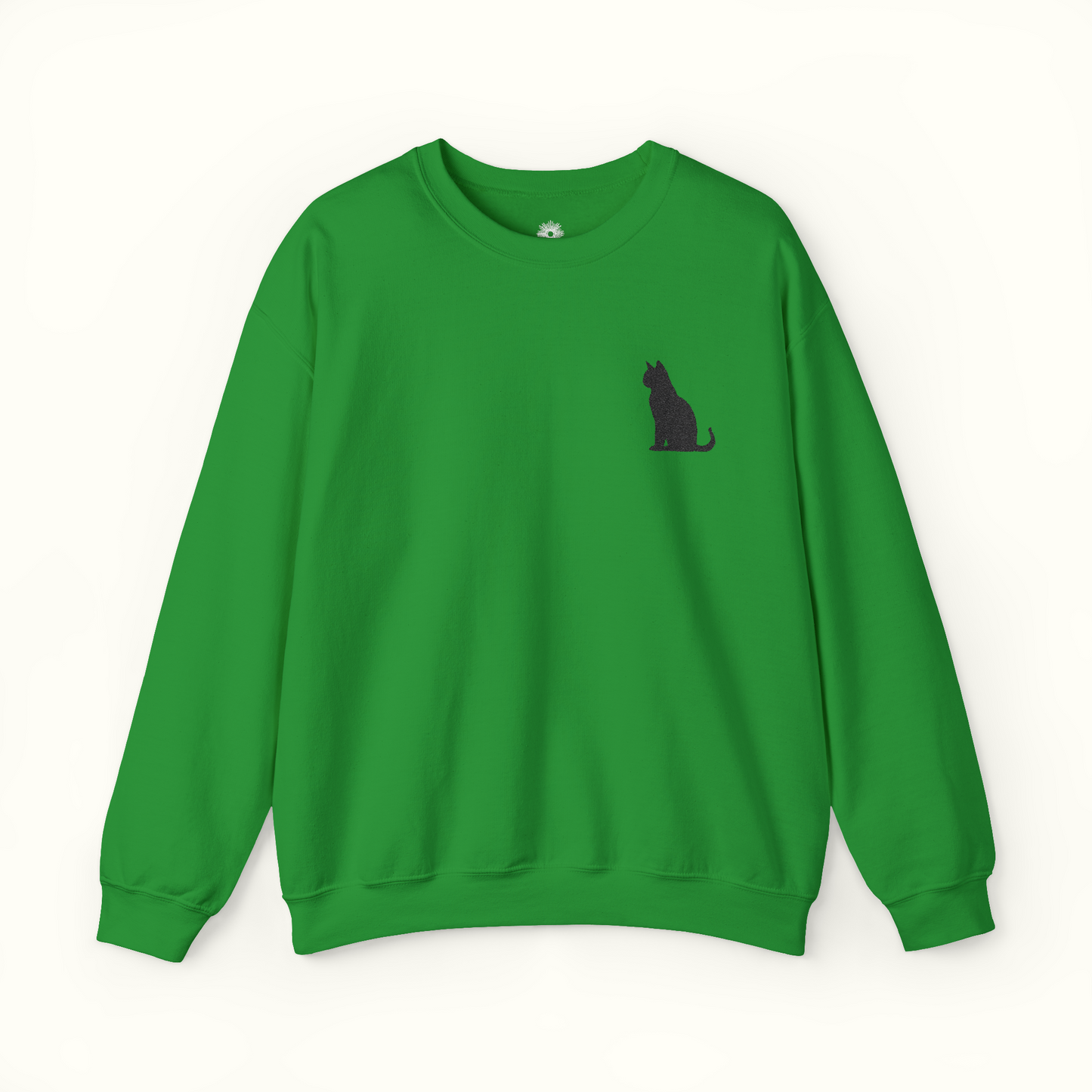 Embroidered Black Cat Crewneck Sweatshirt