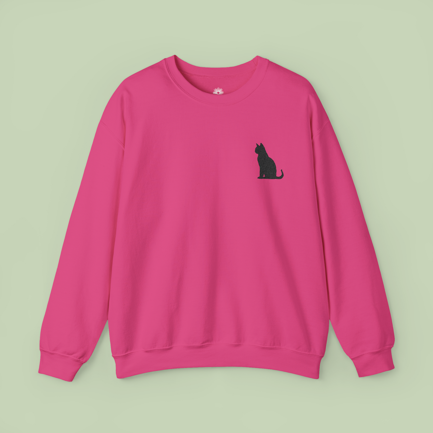 Embroidered Black Cat Crewneck Sweatshirt