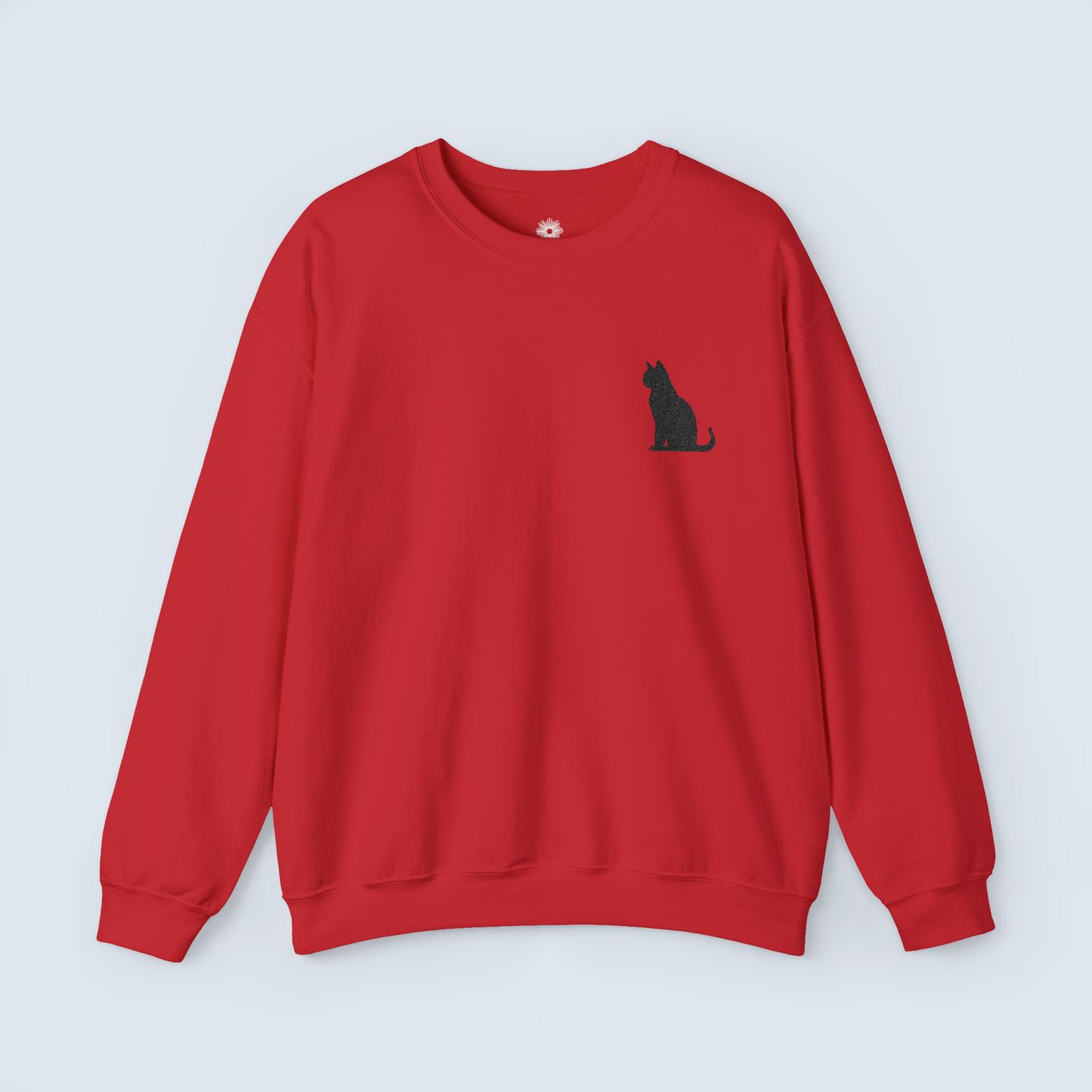 Embroidered Black Cat Crewneck Sweatshirt