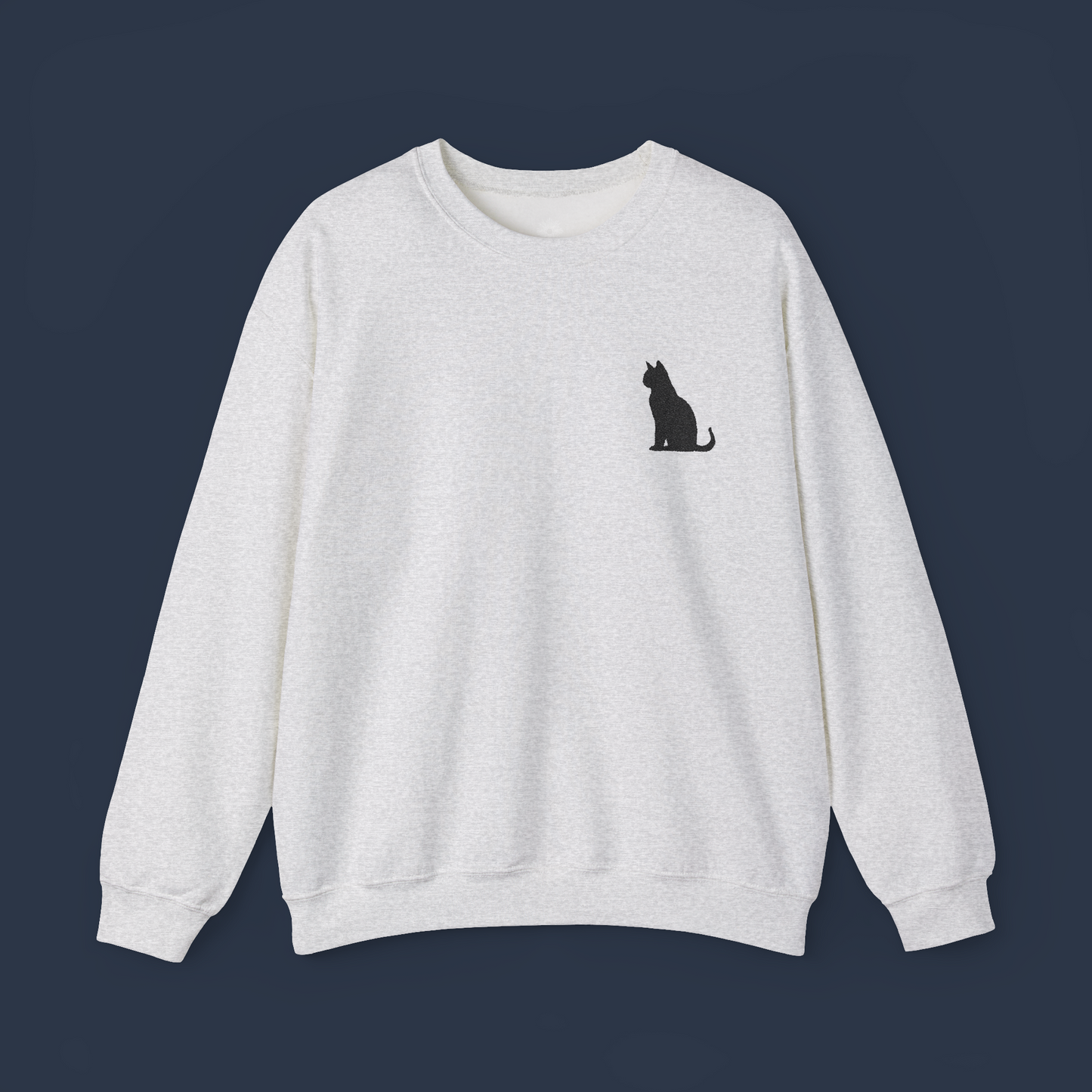 Embroidered Black Cat Crewneck Sweatshirt
