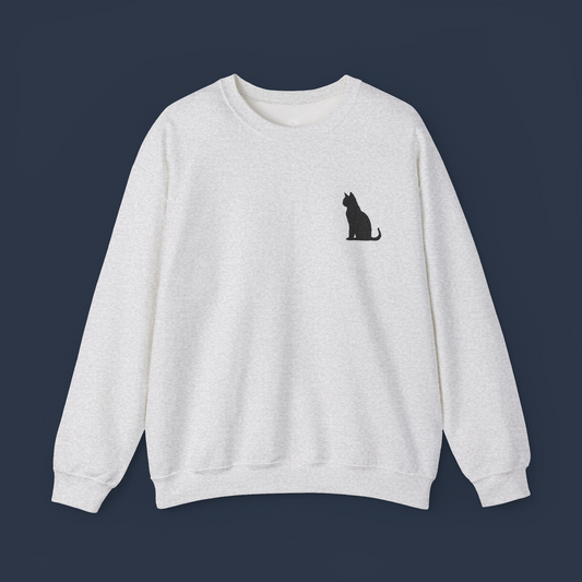 Embroidered Black Cat Crewneck Sweatshirt