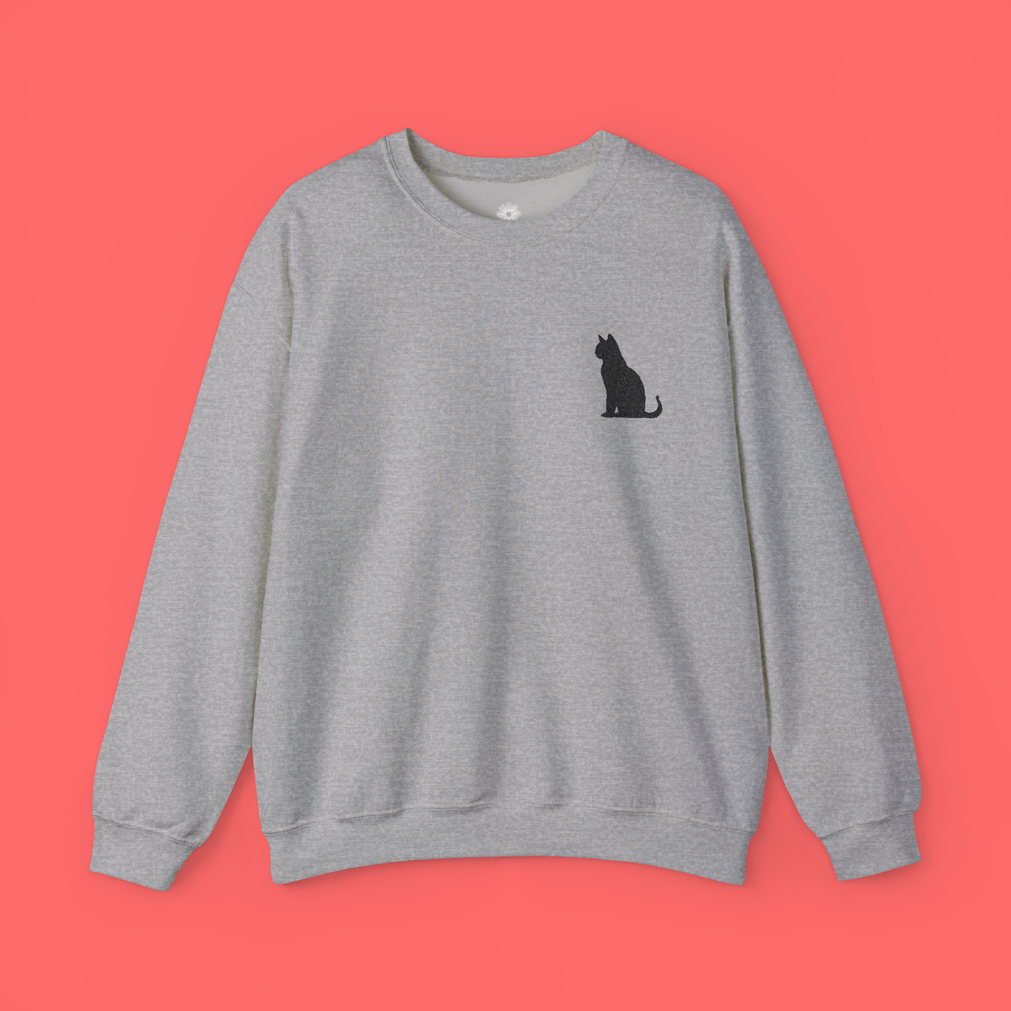 Embroidered Black Cat Crewneck Sweatshirt