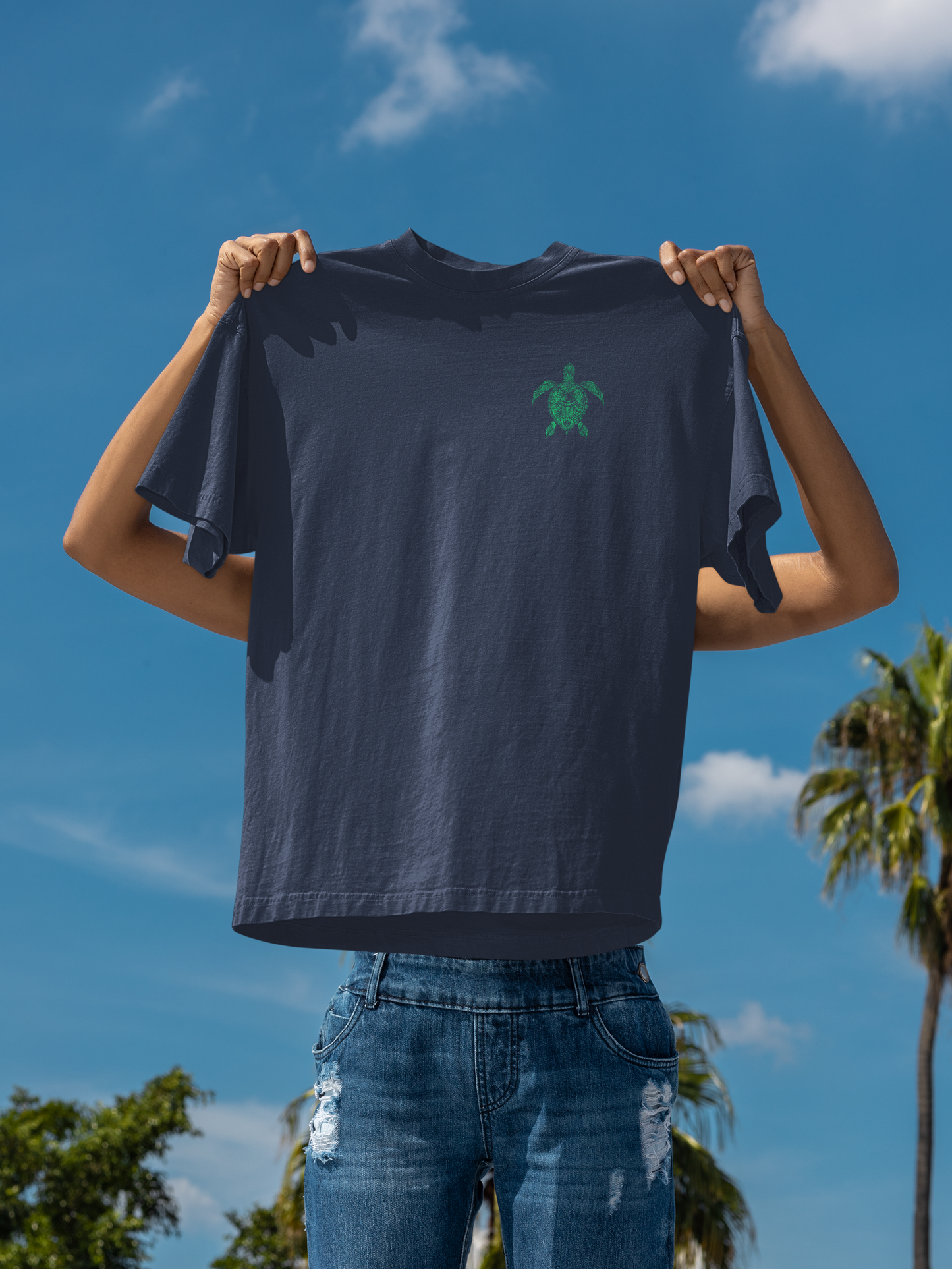 Oversized Boxy Tee 'Green turtle'