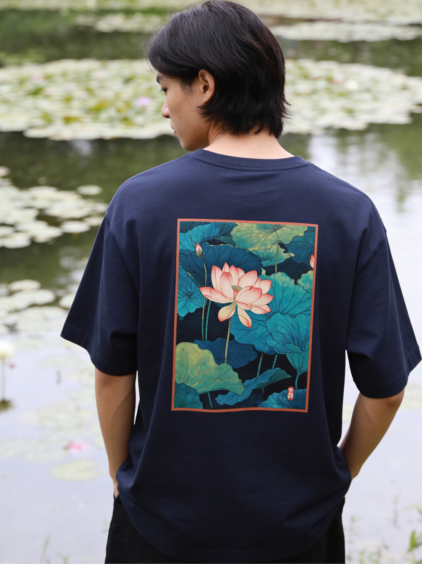 Boxy Tee 'Lotus pond'